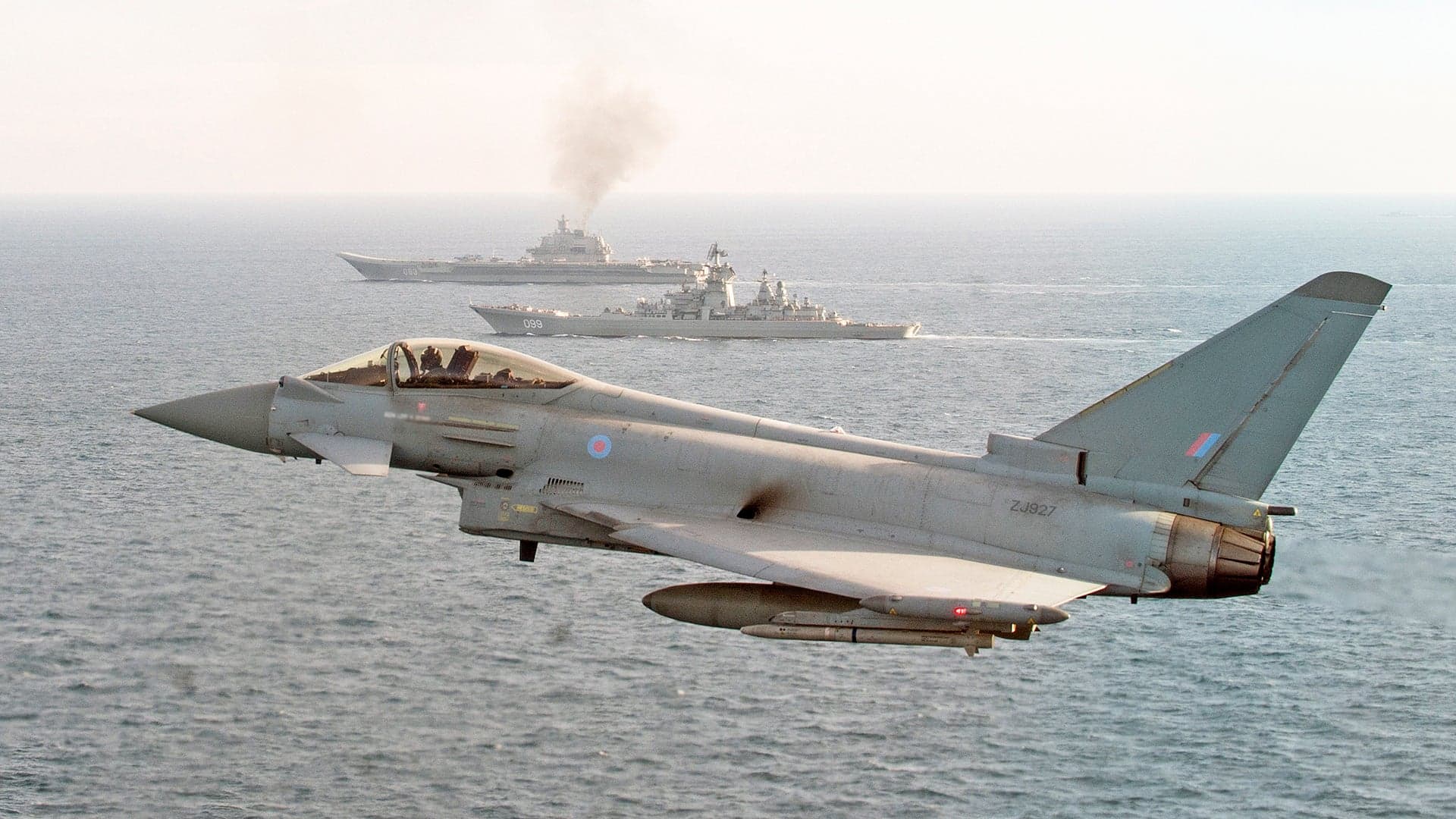 Royal Air Force Typhoons Buzz Russia’s Carrier