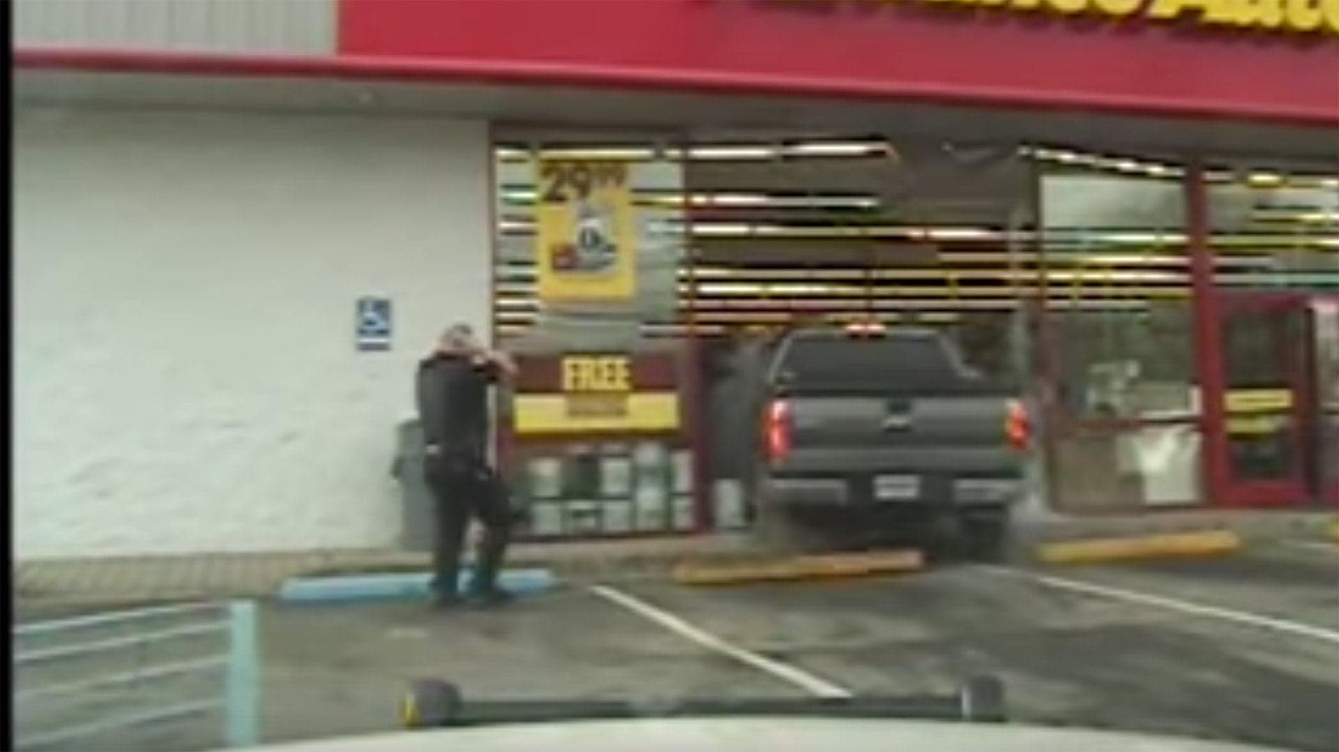 F-150 Crashes Into Advanced Auto Parts During Traffic Stop
