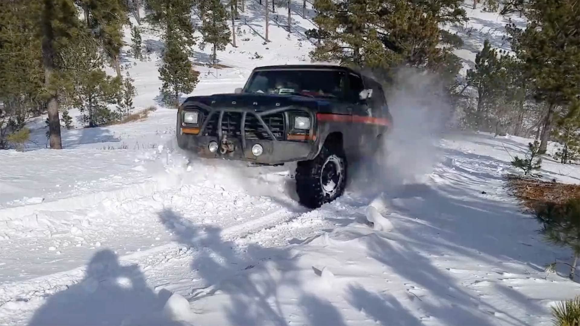 Watch This Cummins Diesel-Powered Ford Bronco Barrel Through the Snow
