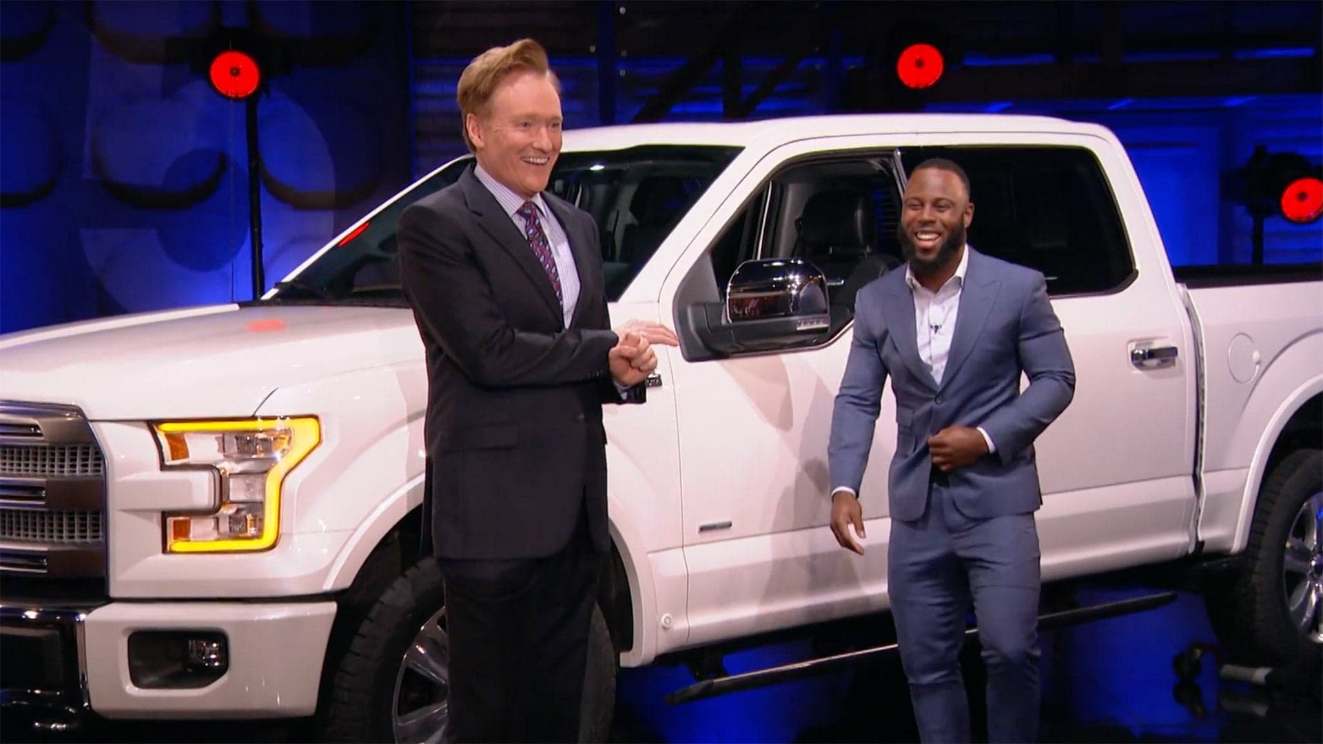Ford, Conan O’Brien Give an F-150 to New England Patriots Player James White
