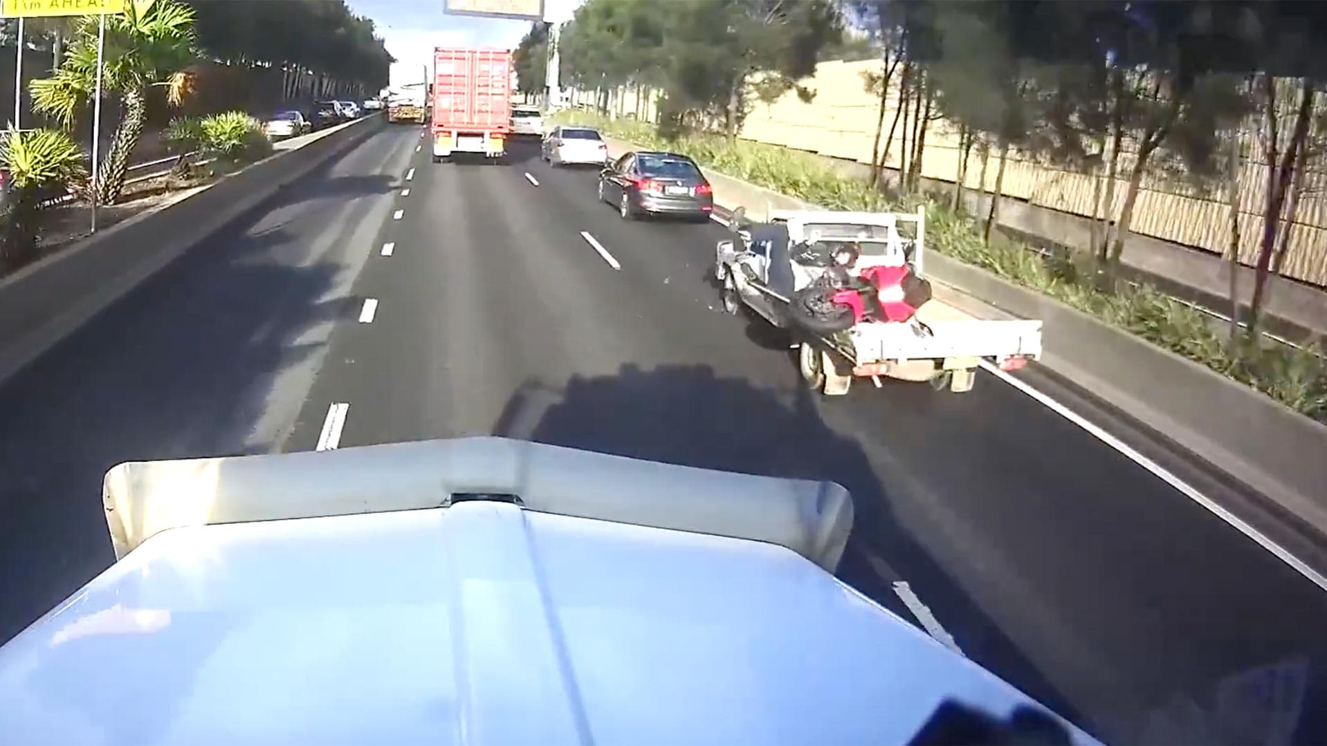 Watch This Motorcycle Rider Flip Into a Truck’s Bed—Along With His Bike