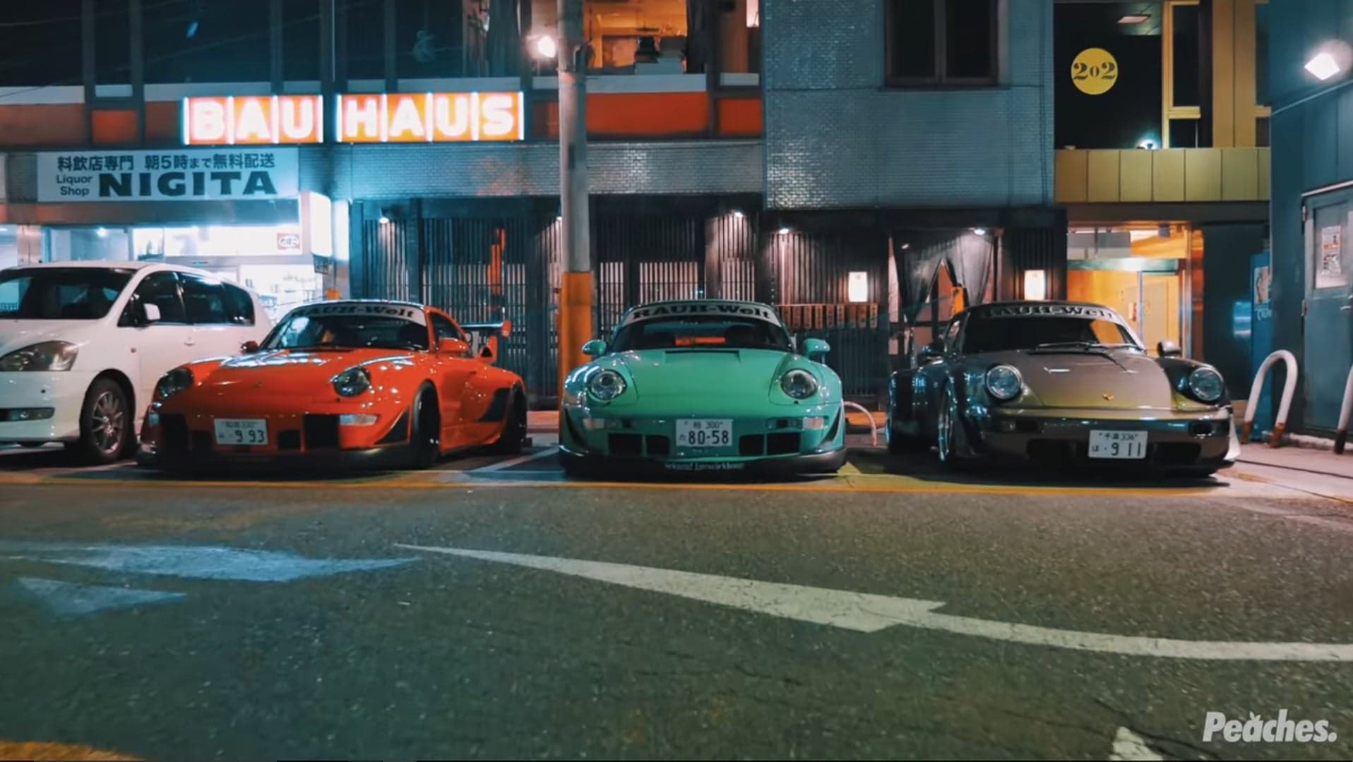 A Group Of Rauh-Welt Porsches Terrorize Tokyo