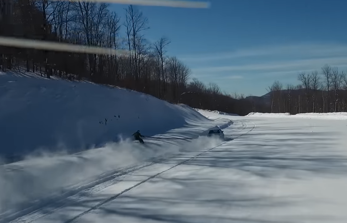 Watch This Guy Ski Behind a Drifting BMW Rally Car