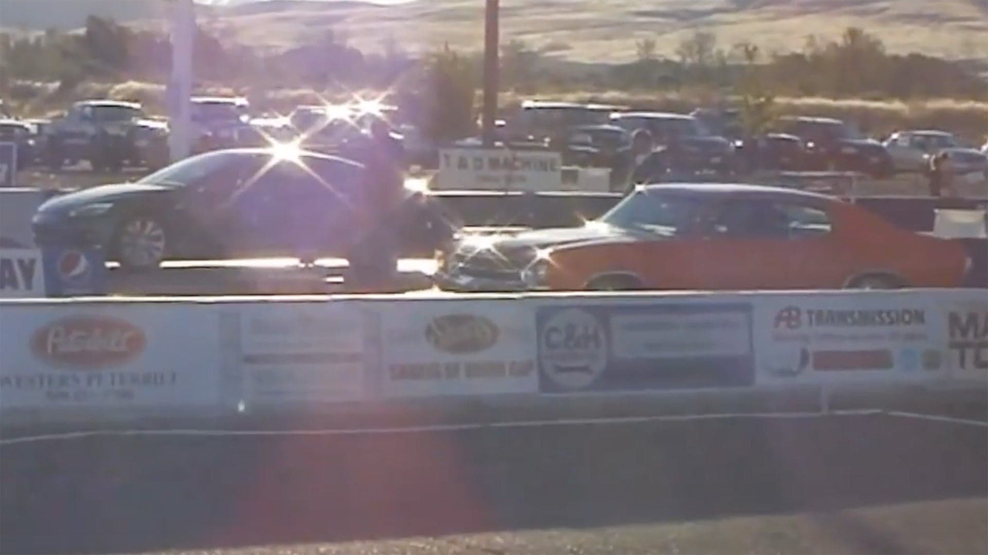 Watch a Tesla Model S Beat A 600 HP Chevelle on the Drag Strip
