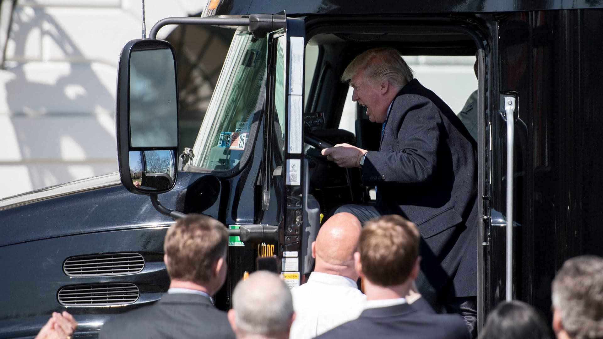 President Trump Plays in Semi-Truck at the White House