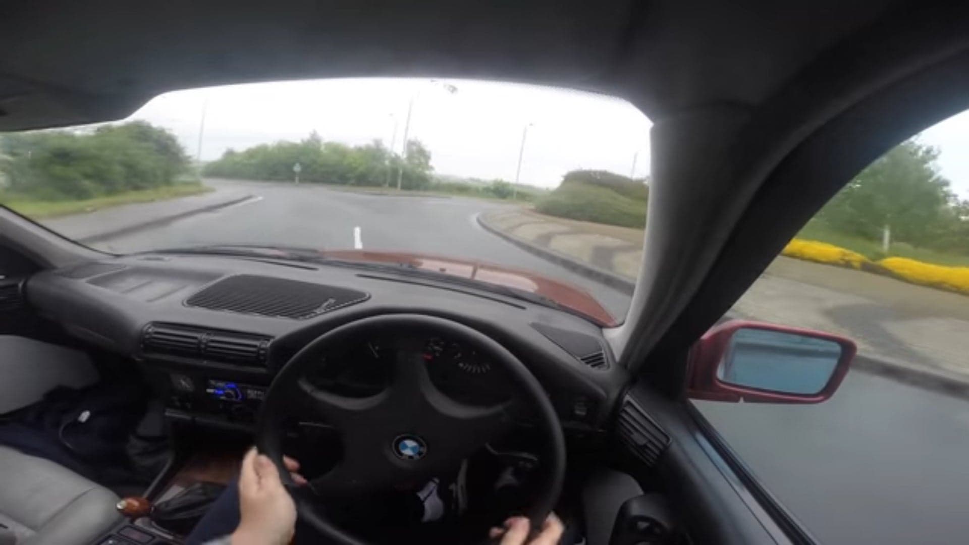 Watch This BMW 5 Series Get Busted While Drifting a Roundabout