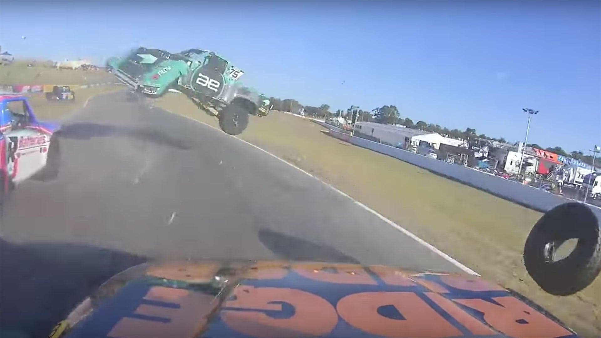 Watch a 17-Year-Old Driver Wreck Spectacularly in a Stadium Super Truck