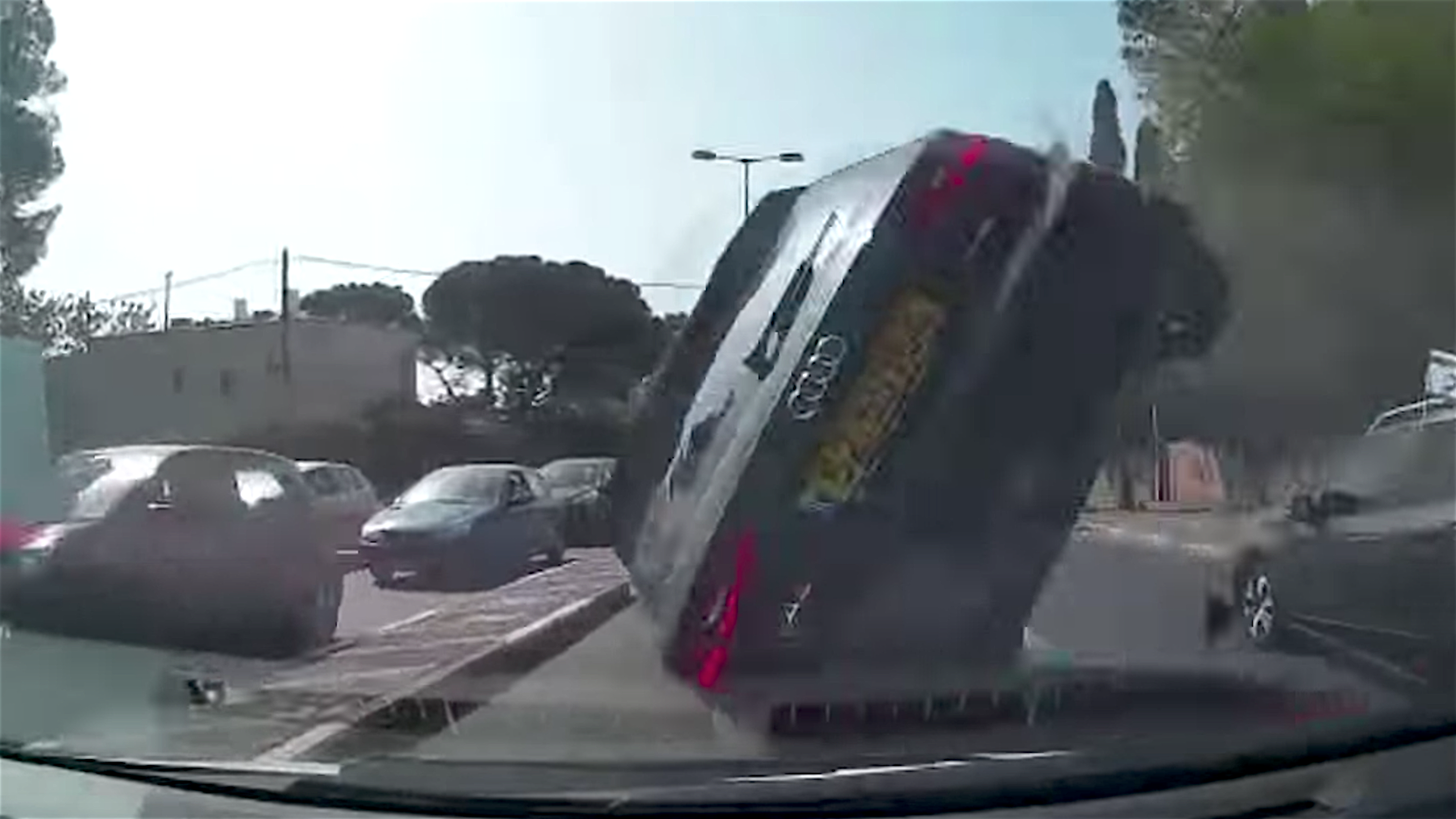Watch an Audi A3 Flip and Burst Into Flames After a Bad Lane Change