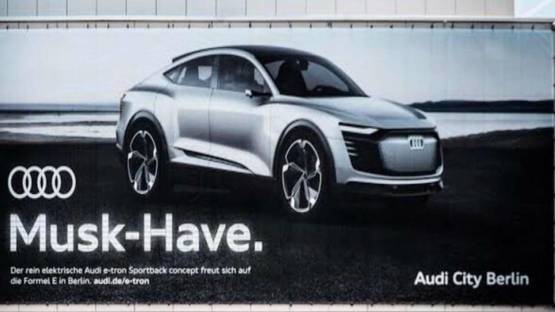 Audi Trolls Tesla With e-Tron Sportback Billboard