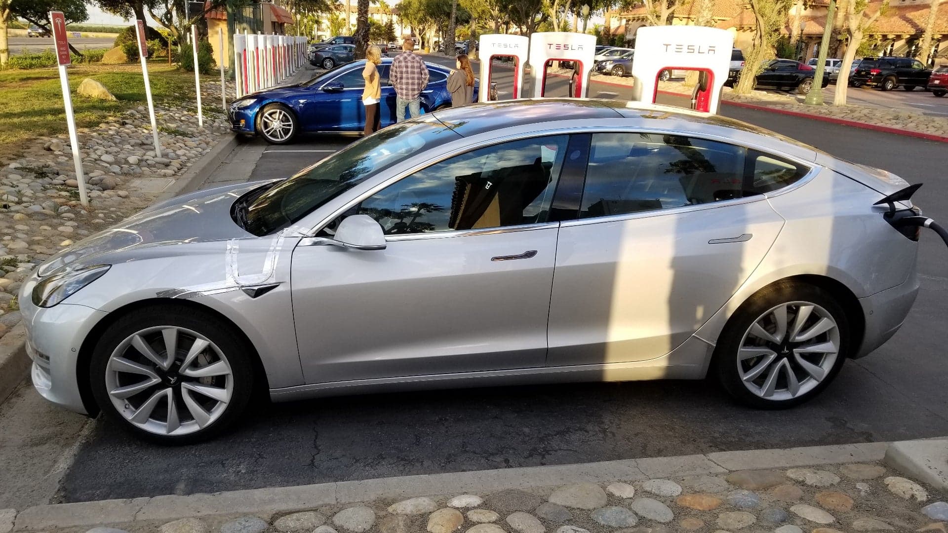 Undisguised Tesla Model 3 Spotted at California Supercharger