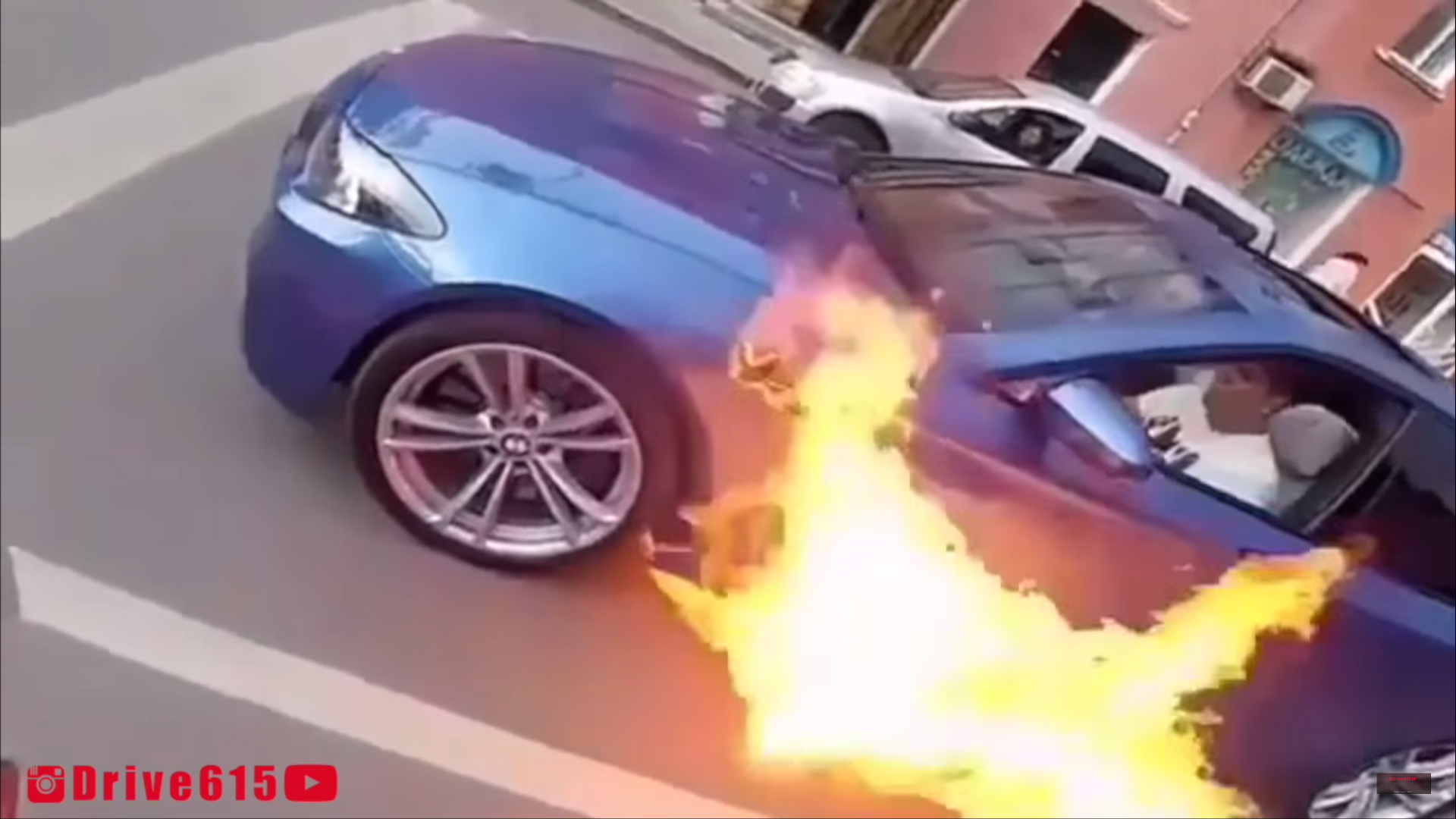 Watch This BMW M5 Catch Fire While Stopped