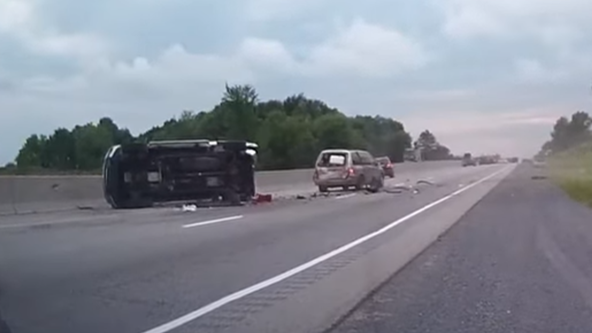 Watch an Alleged Distracted Driver Smash into Stopped Traffic on the Highway