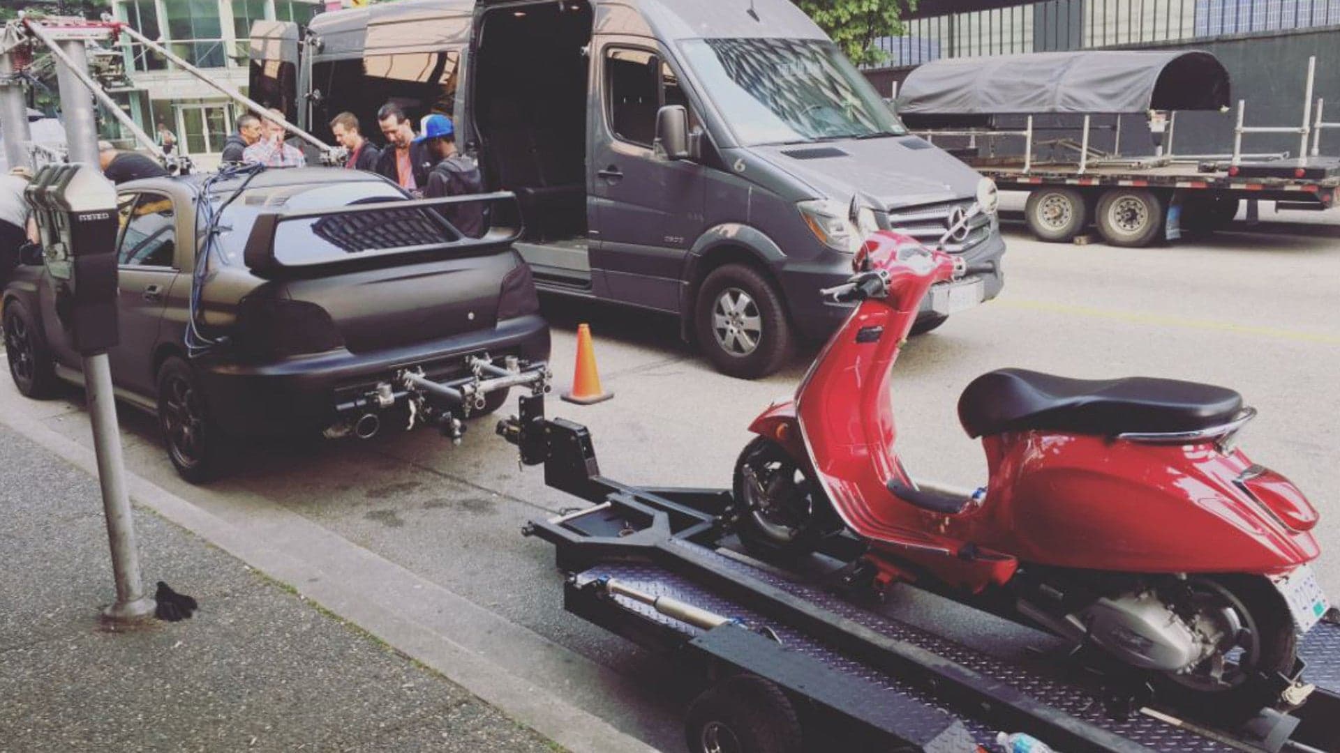Blacked-Out Subaru WRX STi Camera Car Being Used in Filming of Deadpool 2