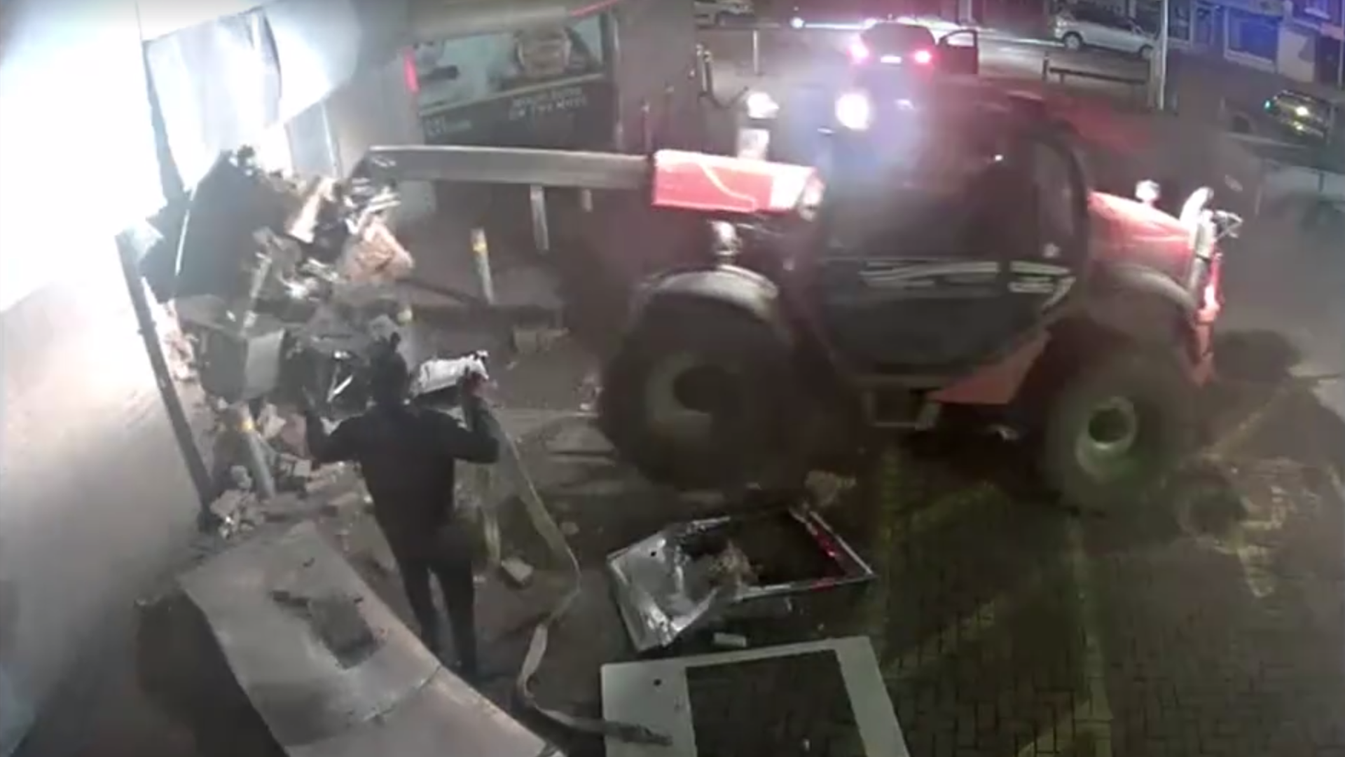 Watch These Subtle Thieves Use a Telehandler as a Battering Ram to Steal an Entire ATM