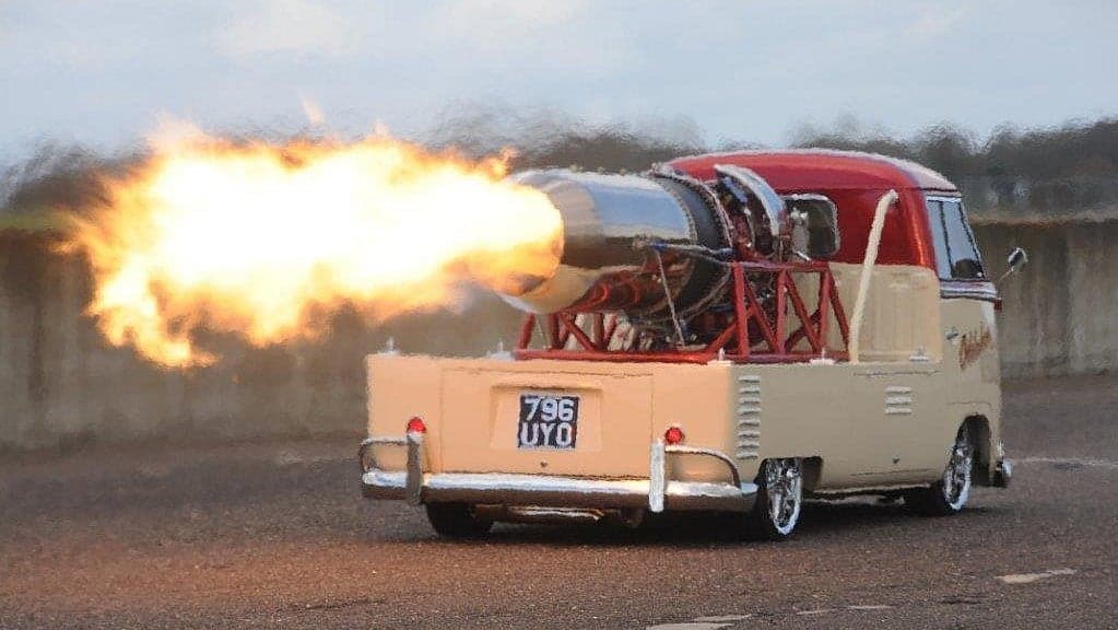 Watch This Volkswagen Type 2 With a Jet Engine Fly Down the Drag Strip