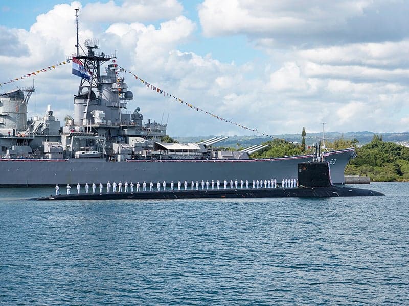 Two “Mighty Mos”: Submarine USS Missouri Meets Its Battleship Namesake In Hawaii
