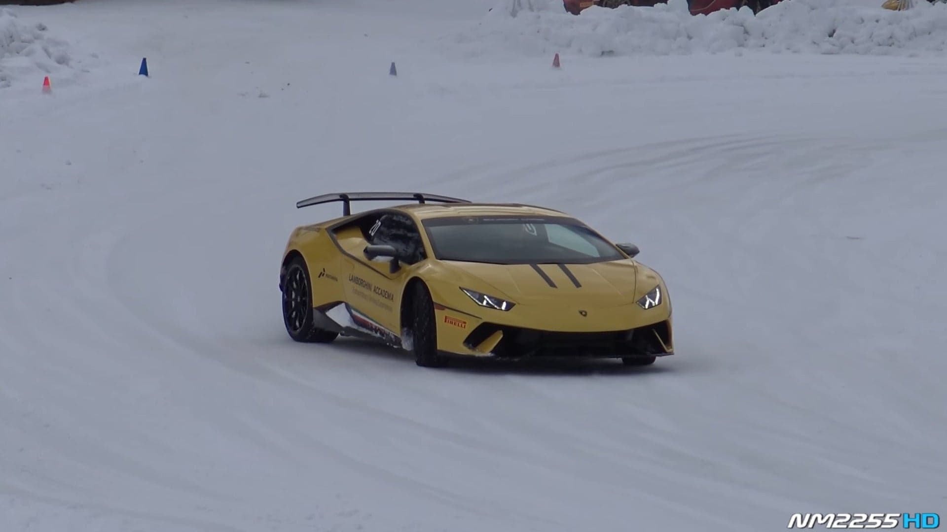 Watch These Lamborghini Huracan Performantes Get Sideways in the Snow