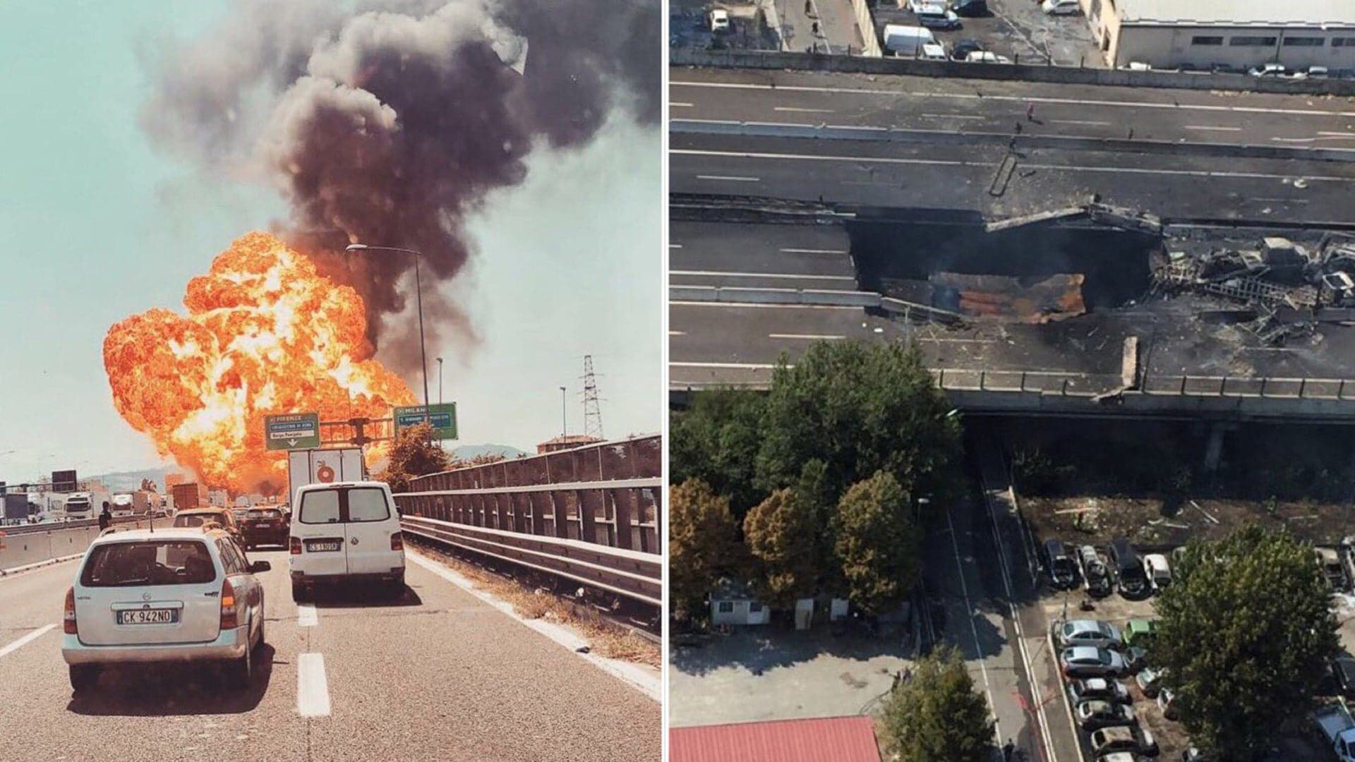Three Dead, 60+ Injured After Tanker Truck Explosion Collapses Elevated Highway in Italy