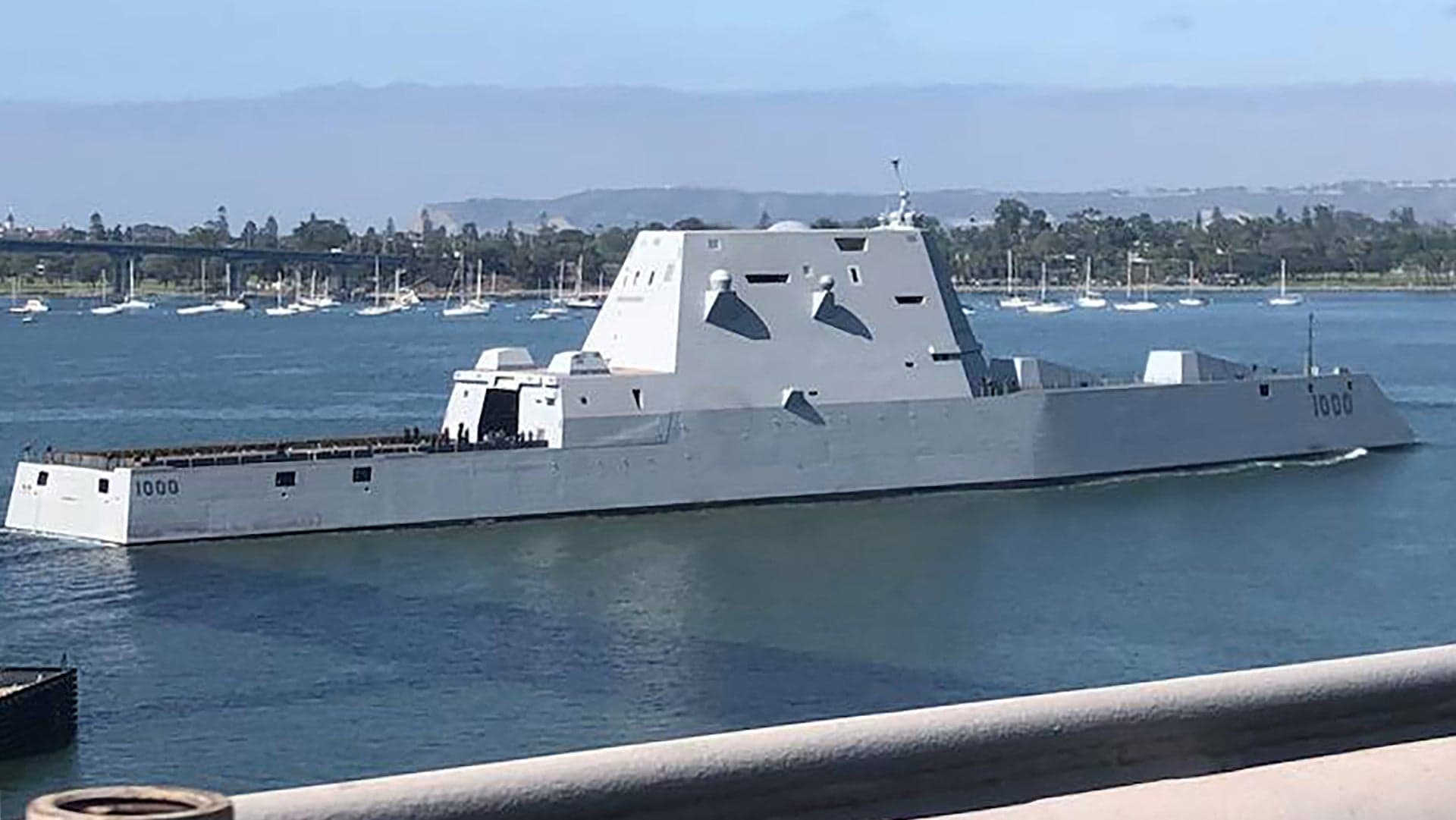 Navy’s Revamped Stealth Destroyer Looks Less Stealthy As It Leaves San Diego For Trials