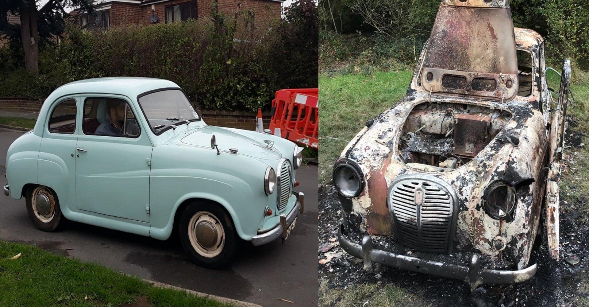 Adorable Austin A35 Stolen From Owner and Set Ablaze by Heartless Vandals