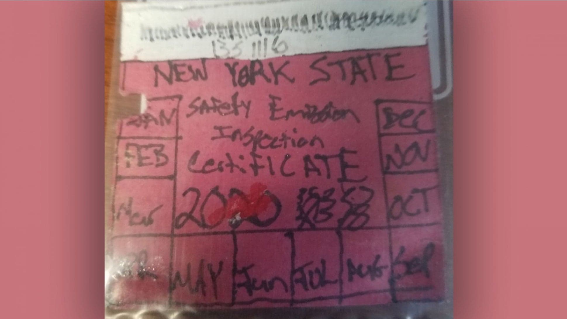 Sneaky NY Driver Caught by Police With Fake, Hand-Drawn Car Inspection Sticker