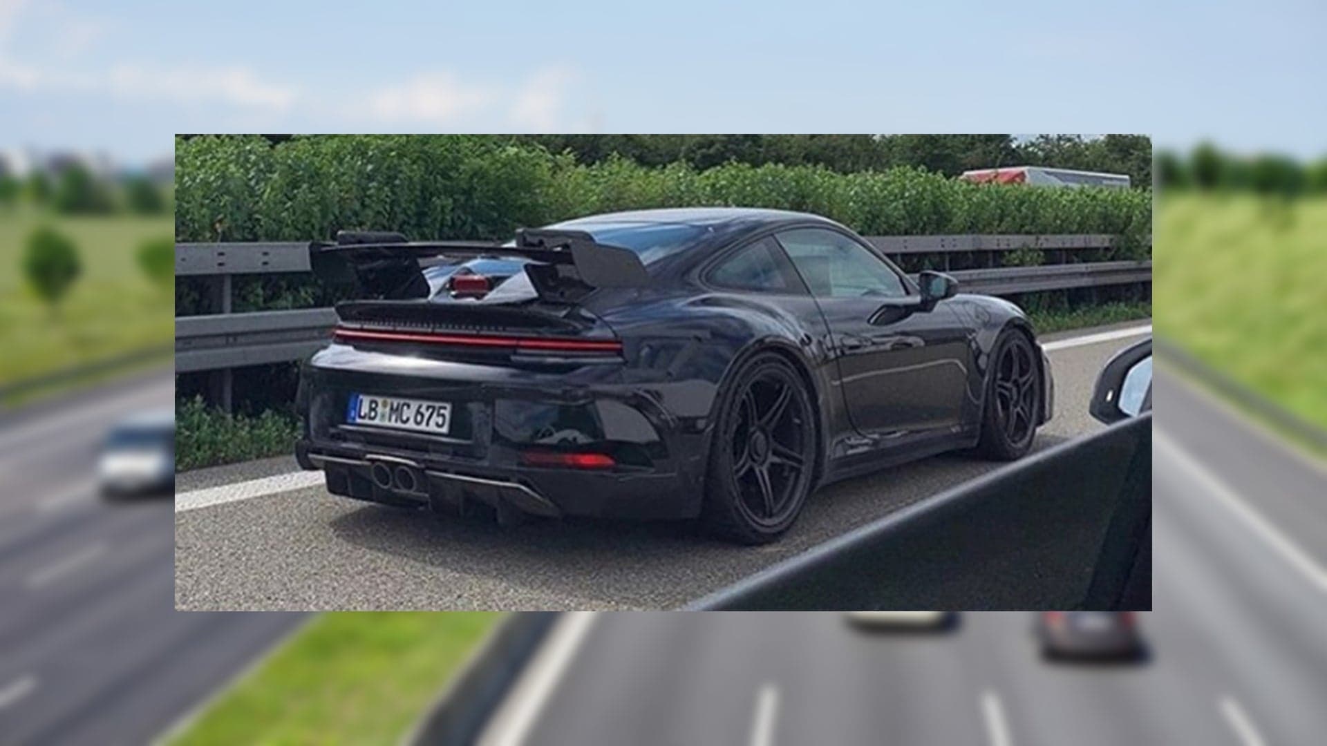 992-Generation Porsche 911 GT3 Test Mule Spotted on Autobahn With Giant Rear Wing