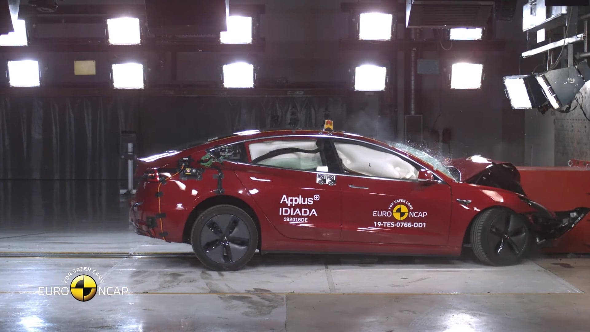 Watch a Tesla Model 3 Get Crash-Tested to Smithereens, Score Five-Star Safety Rating