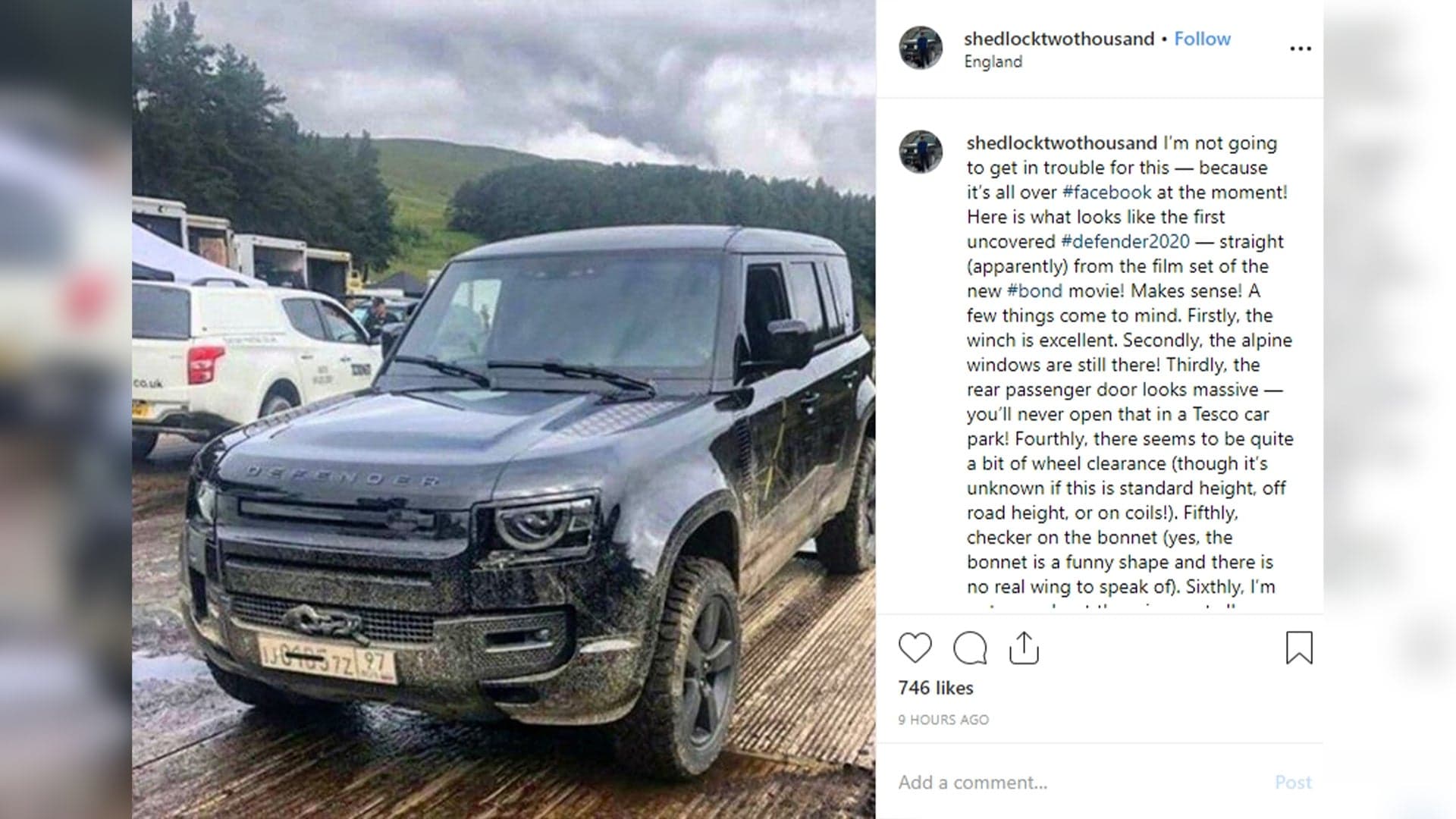Undisguised 2020 Land Rover Defender Spotted on James Bond Film Set: Report