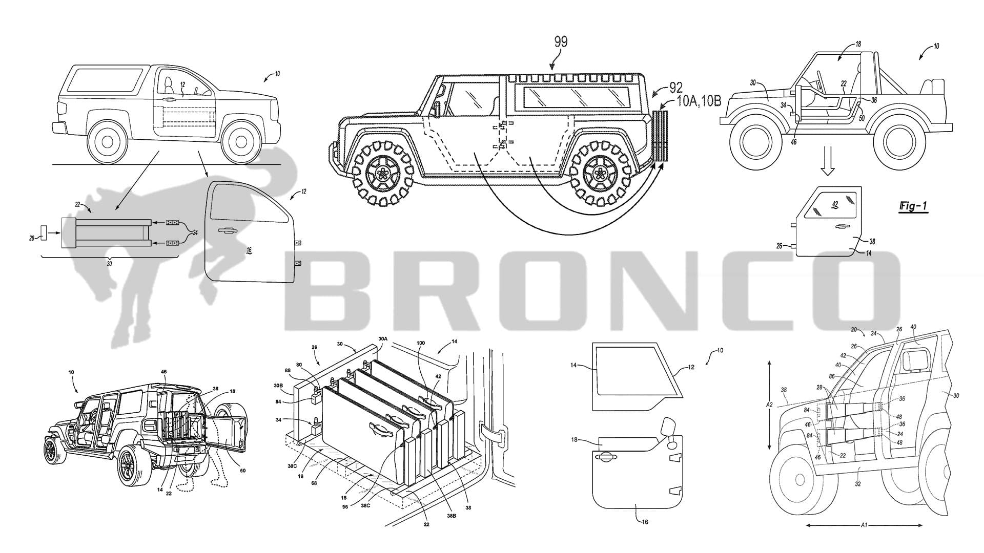 Ford Has Filed Nine Removable Door Patents Ahead of the 2021 Ford Bronco