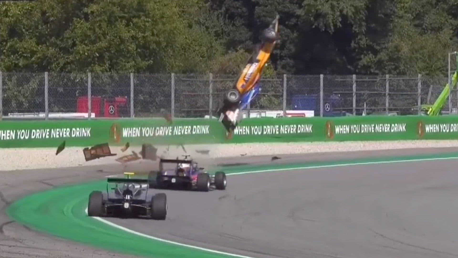 Formula 3 Driver Injured in Wild Aerial Flip Off Kerb at Monza
