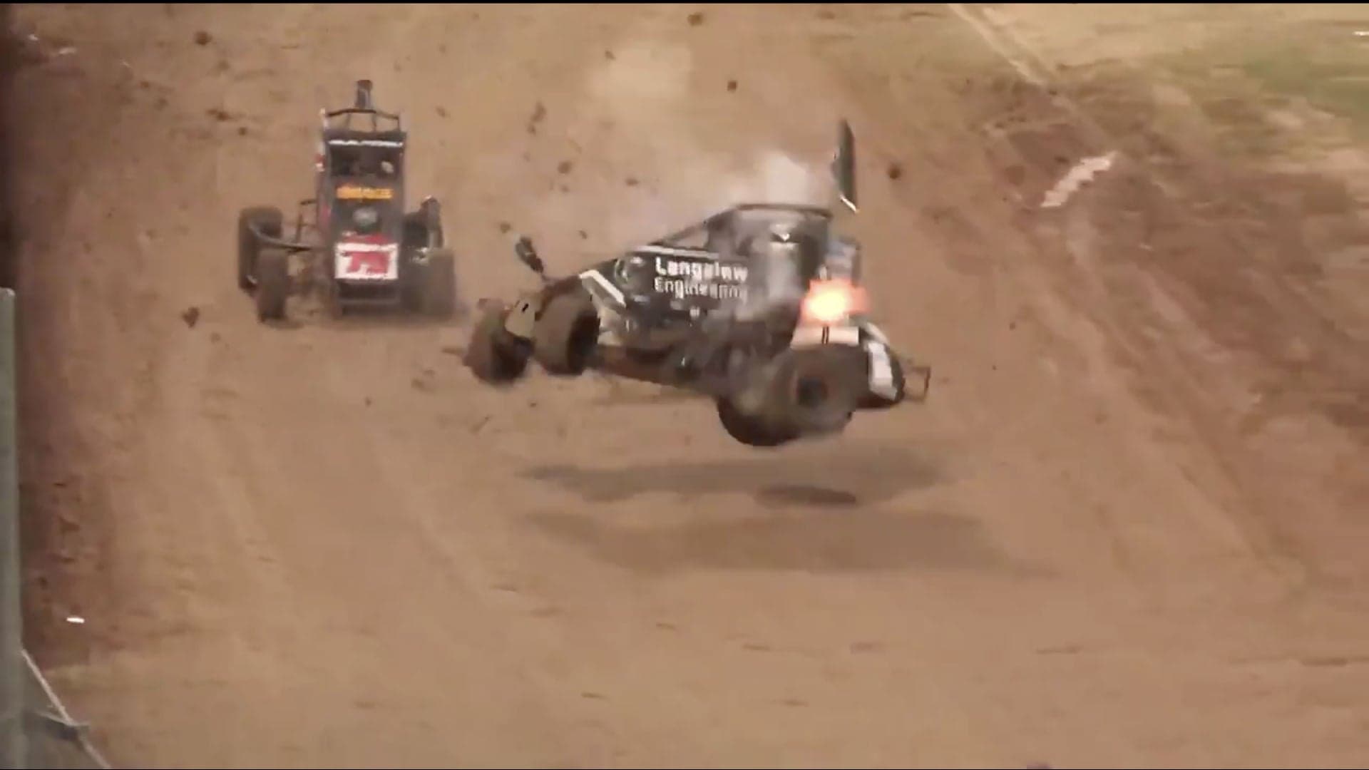 Watch a Midget Race Car Barrel-Roll More Than 10 Times After Sliding Out of Control