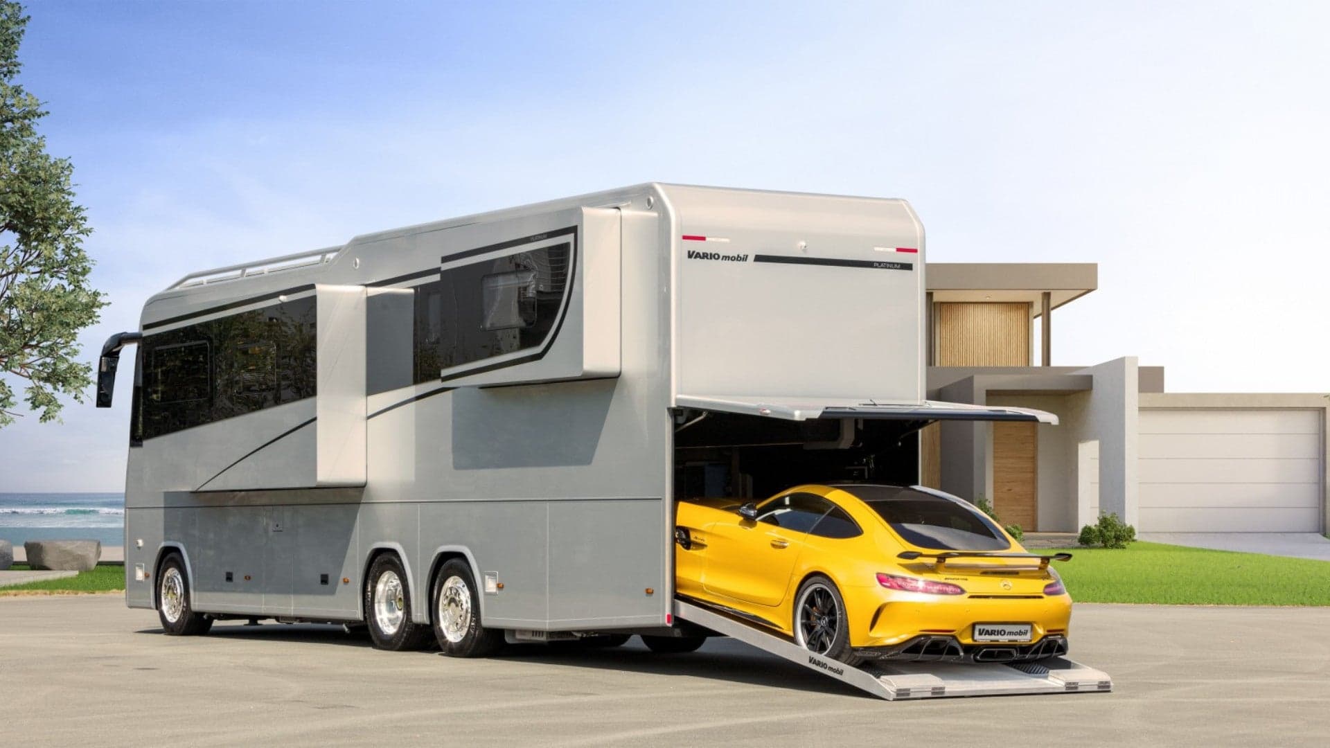 This $1.8 Million Motorhome is a Luxury Carrying Case for Your GT Sports Car