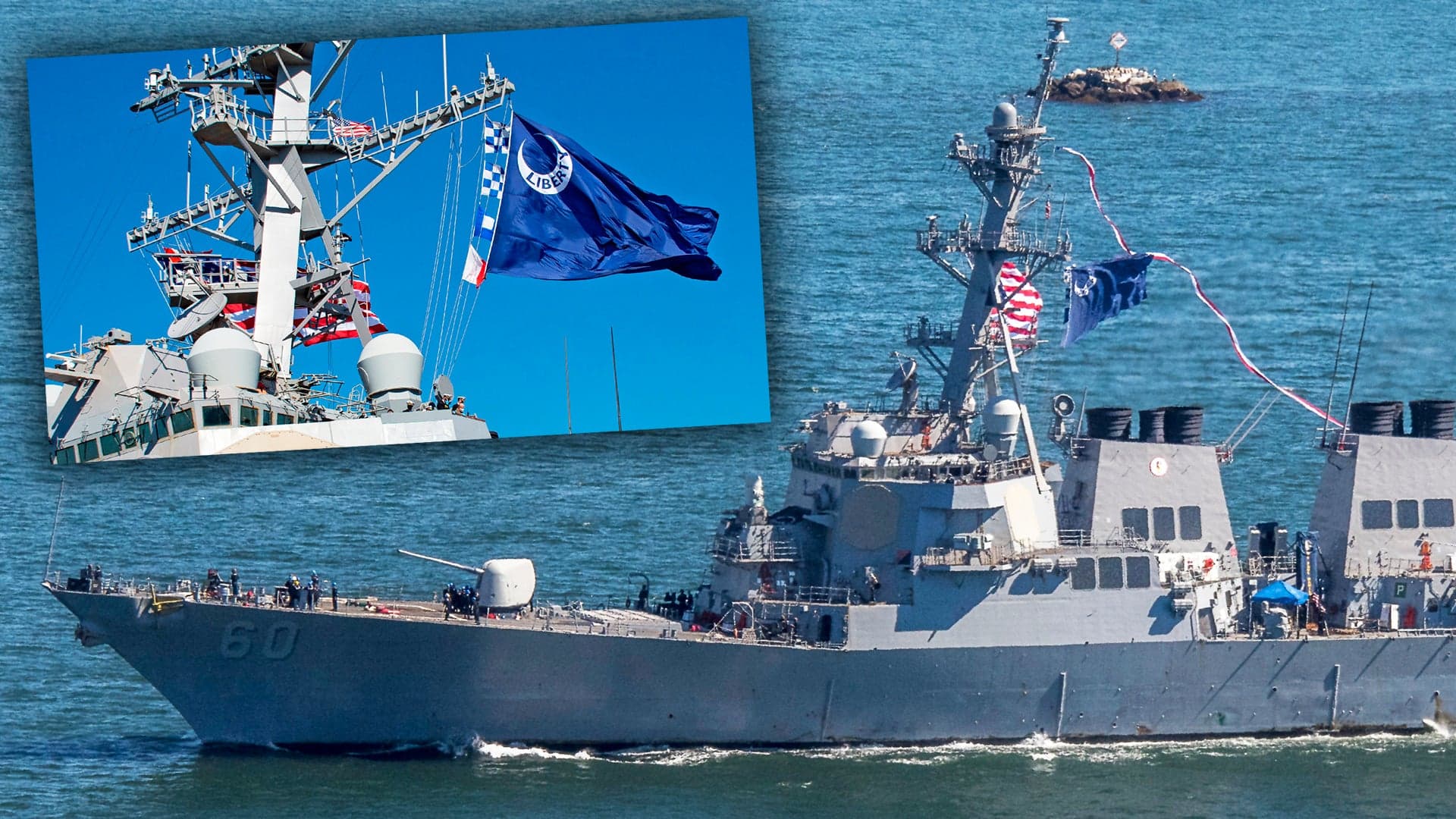 Why The Destroyer USS Paul Hamilton Came Home Flying A Crescent Moon Flag And A Long Pennant