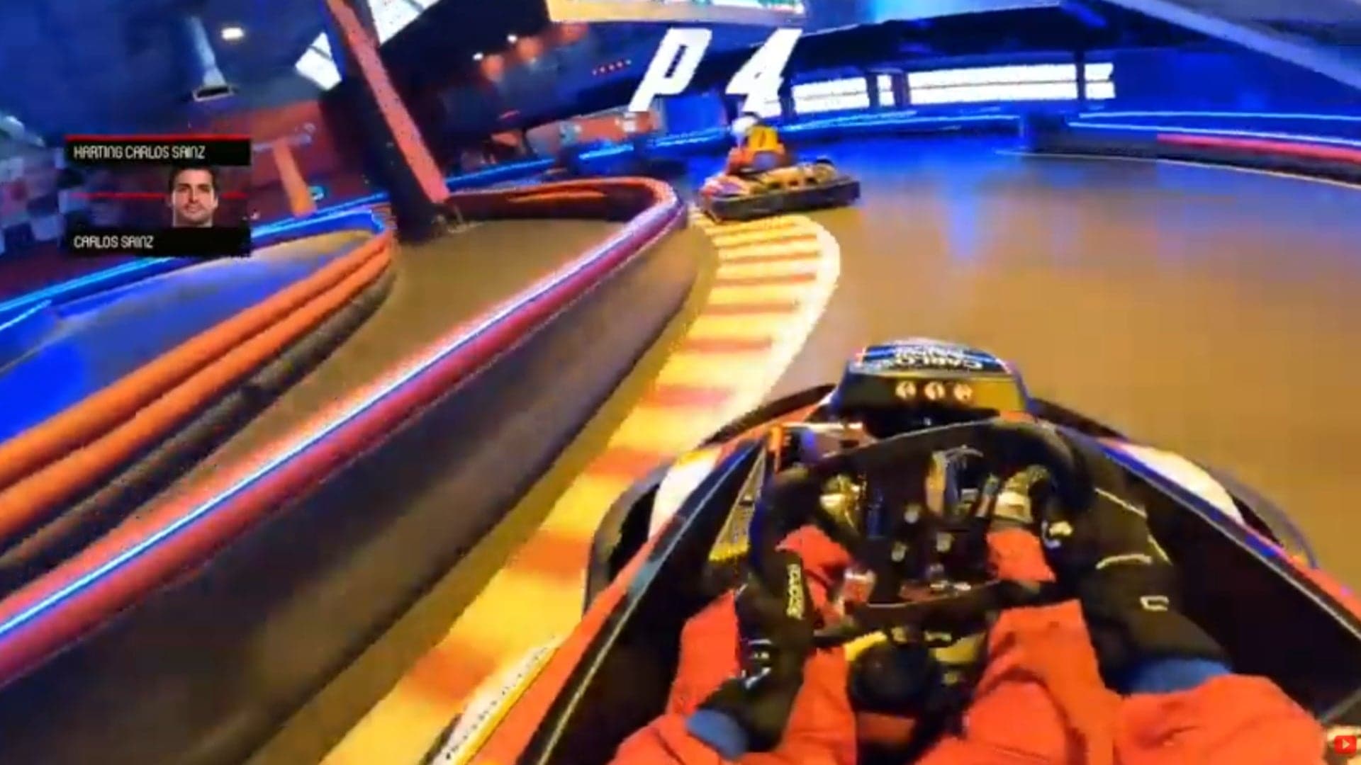 Watch Ferrari F1 Driver Carlos Sainz Hustle From Last to First in an Indoor Go-Kart Race
