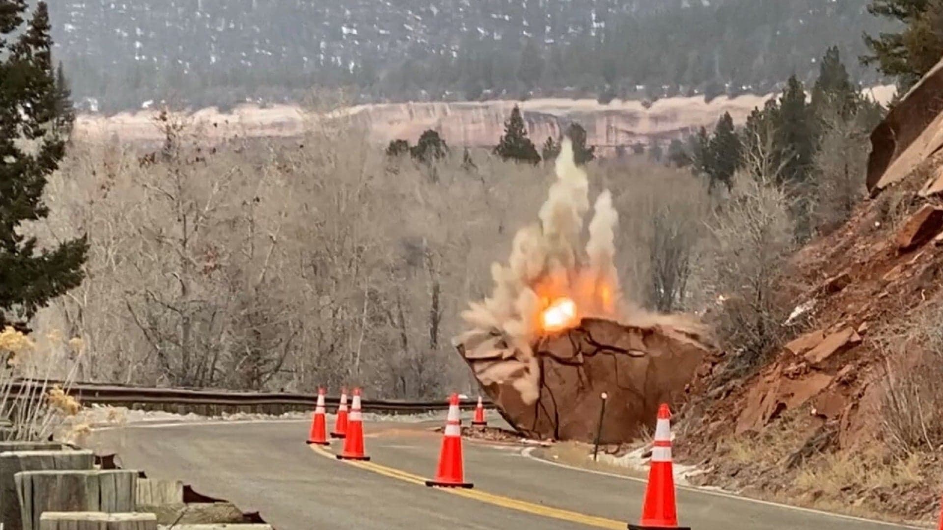 Giant Boulder Blocks Colorado Road. Then 16 Pounds of Dynamite Get Involved