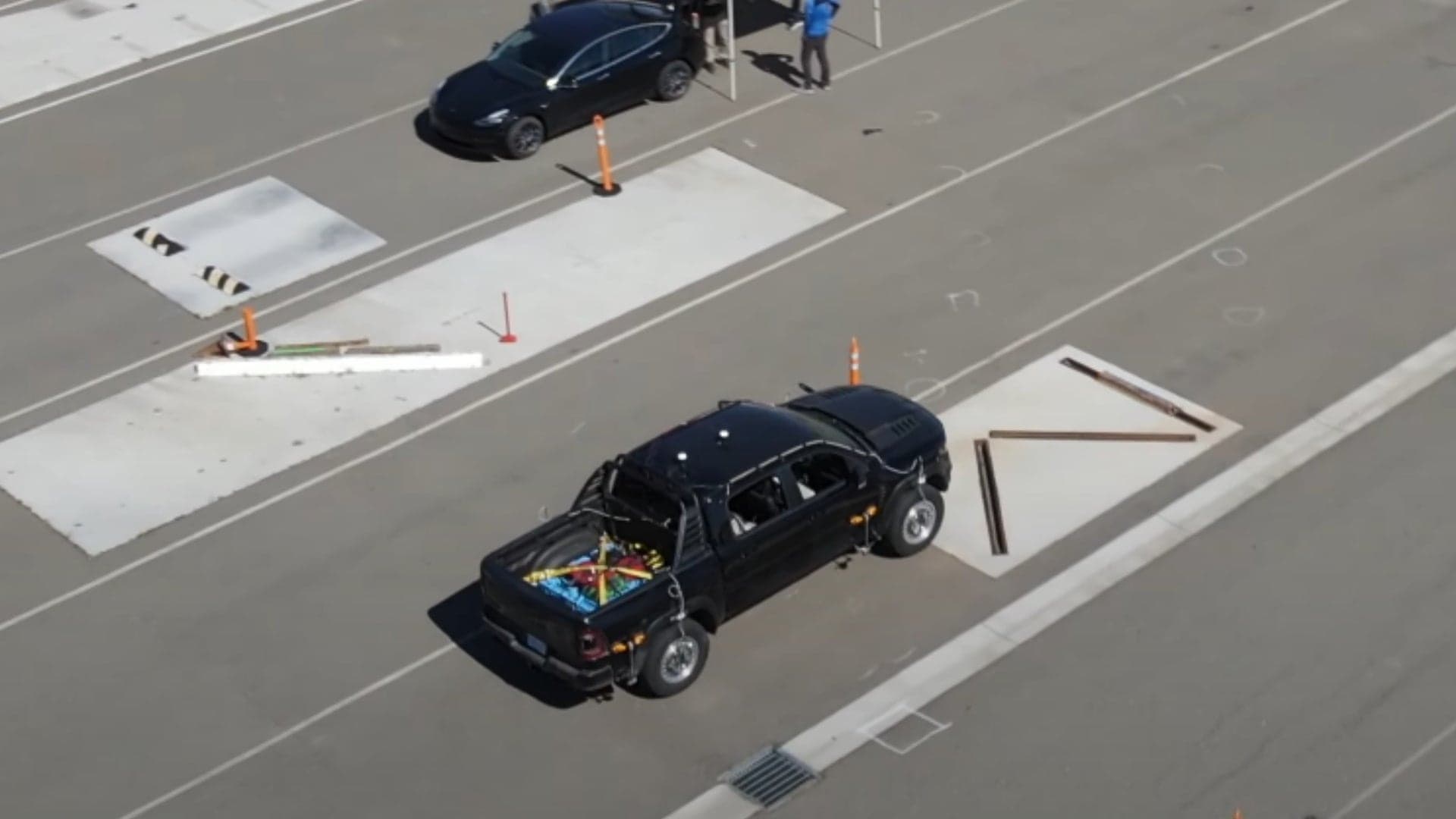Ram 1500 TRX Hooked Up to Testing Gear Spotted at Tesla’s Fremont Facility