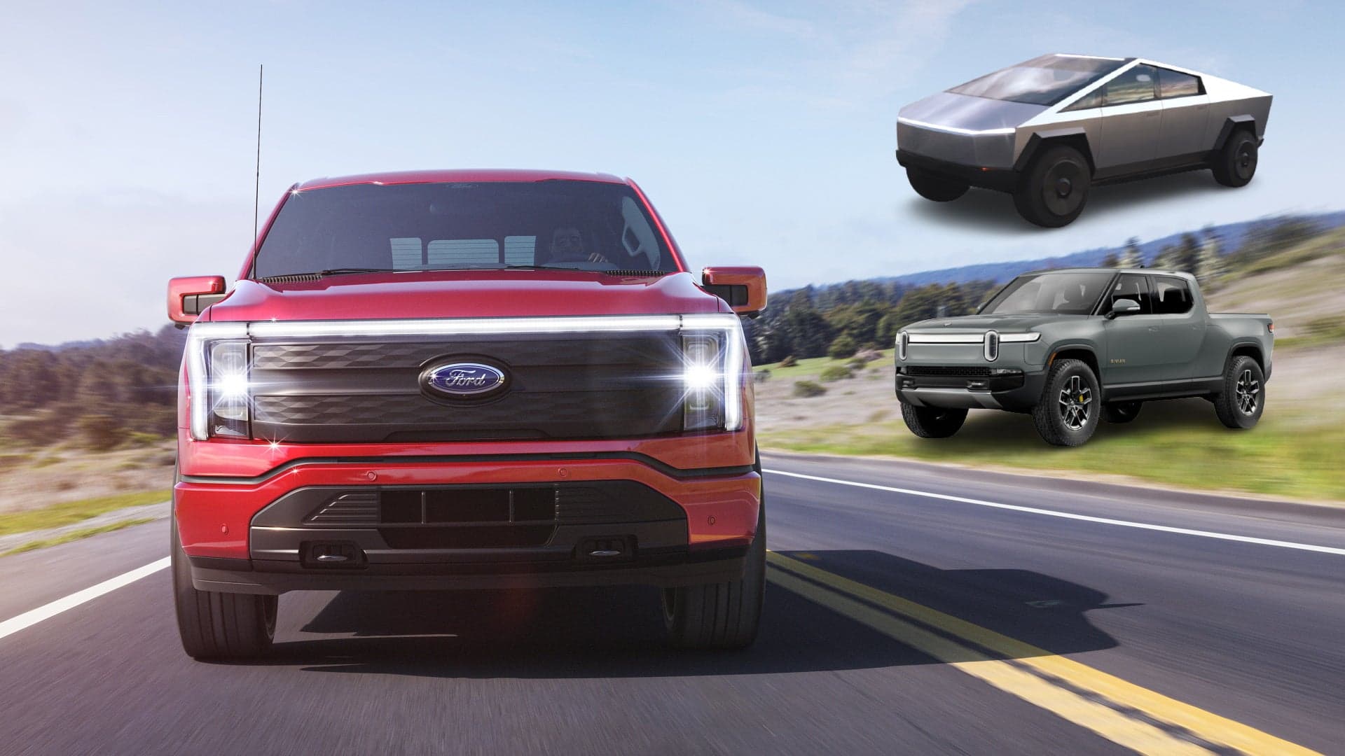 Here’s How the Electric Ford F-150 Compares to the Tesla Cybertruck, Rivian R1T