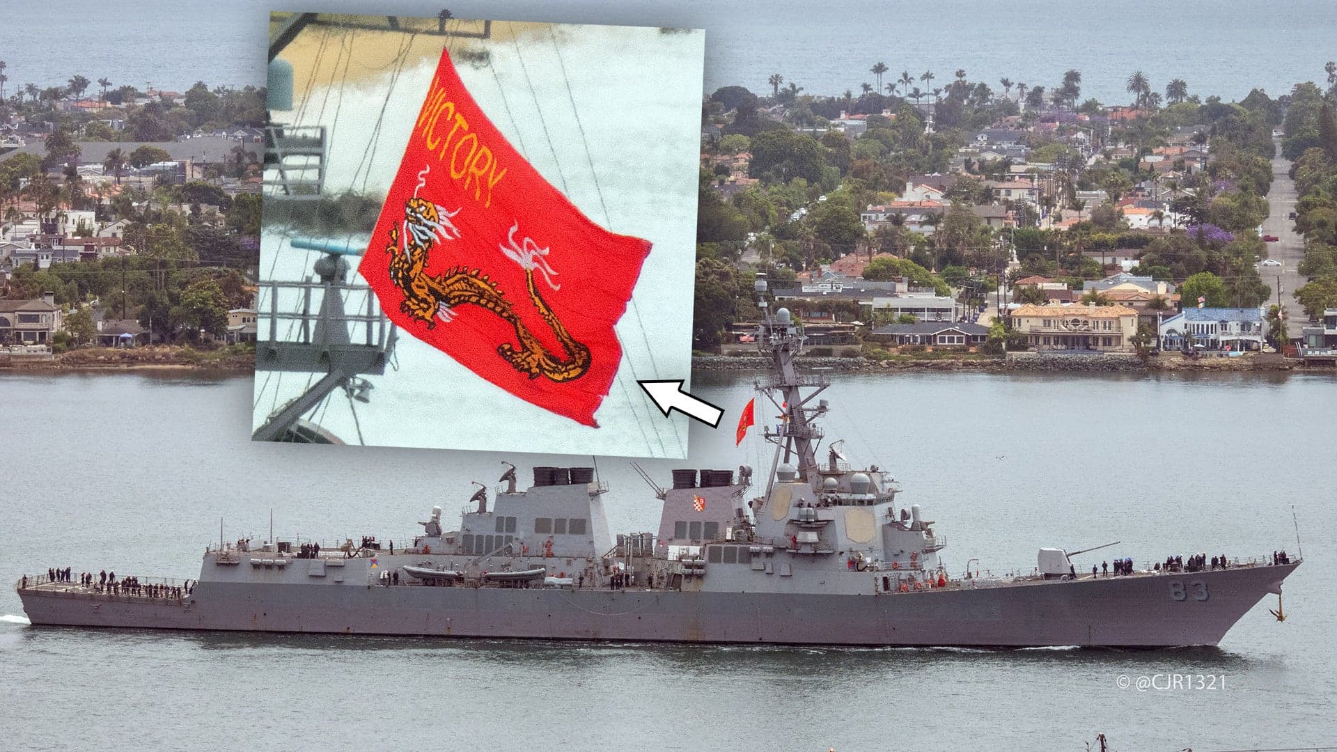 Why The Destroyer USS Howard Left Port Flying A Bright Red Flag Adorned With An Asian Dragon