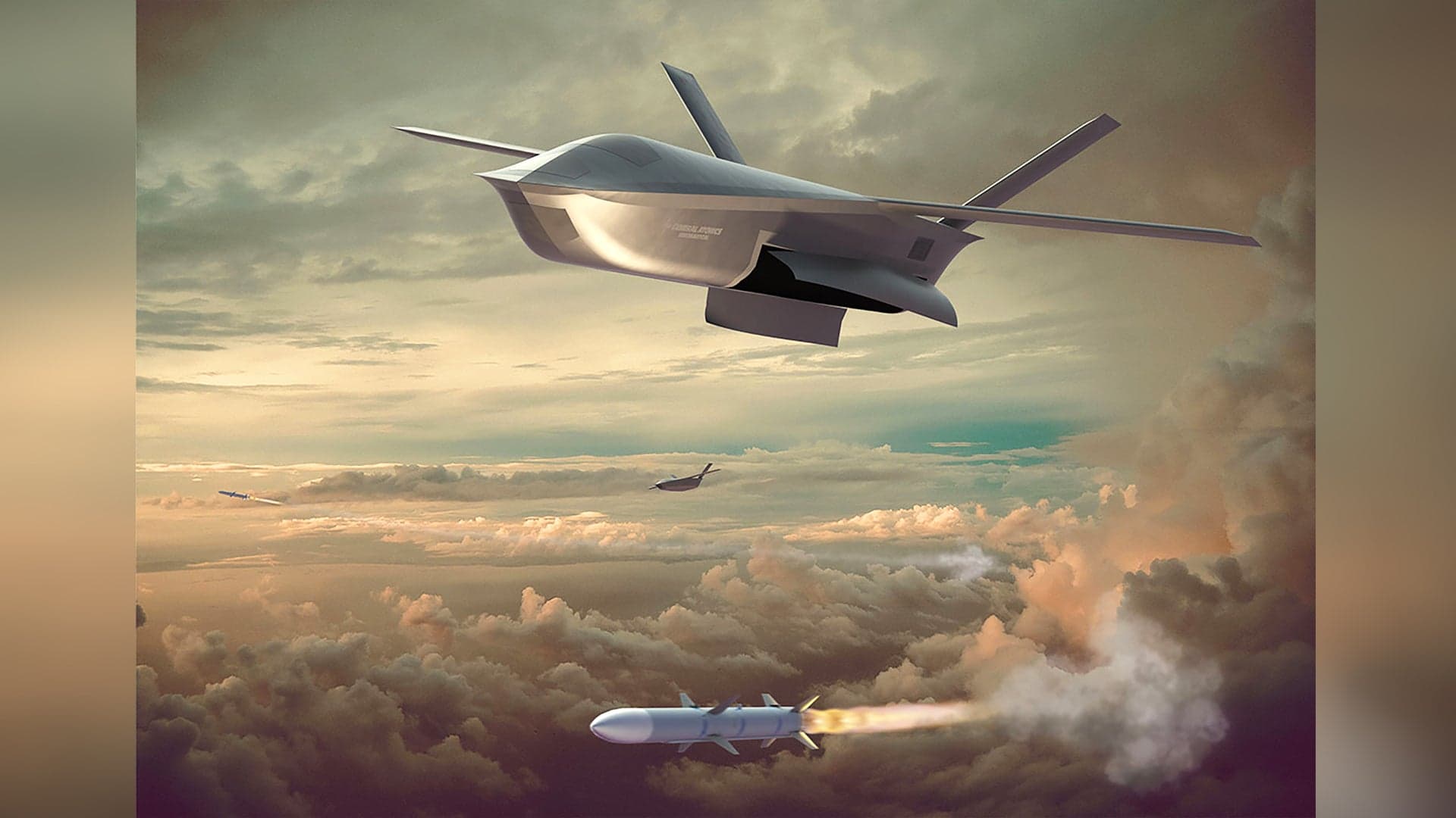 General Atomics Unveils New “LongShot” Aircraft-Launched Air-To-Air Combat Drone Rendering