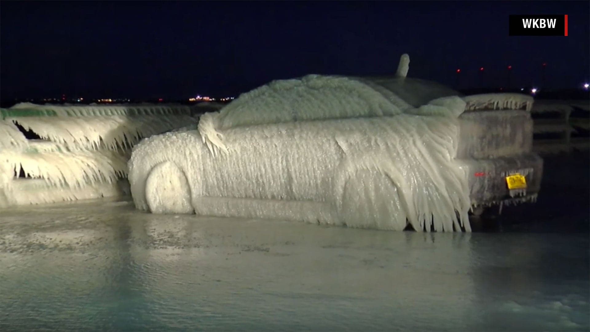 Lake Erie Ice Waves Freeze a Mitsubishi Solid