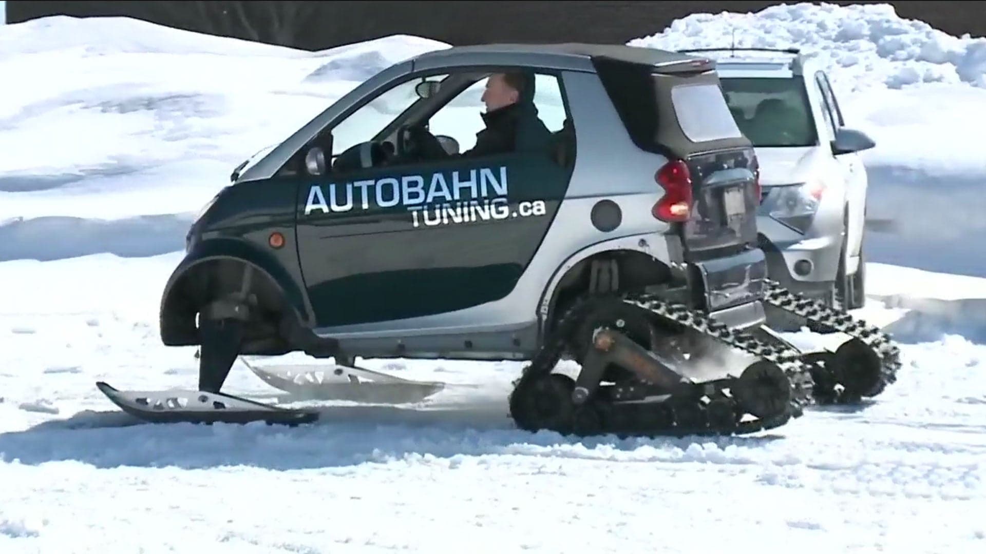 Canadian Man Turns Smart Car Into Snowmobile, Because Canada