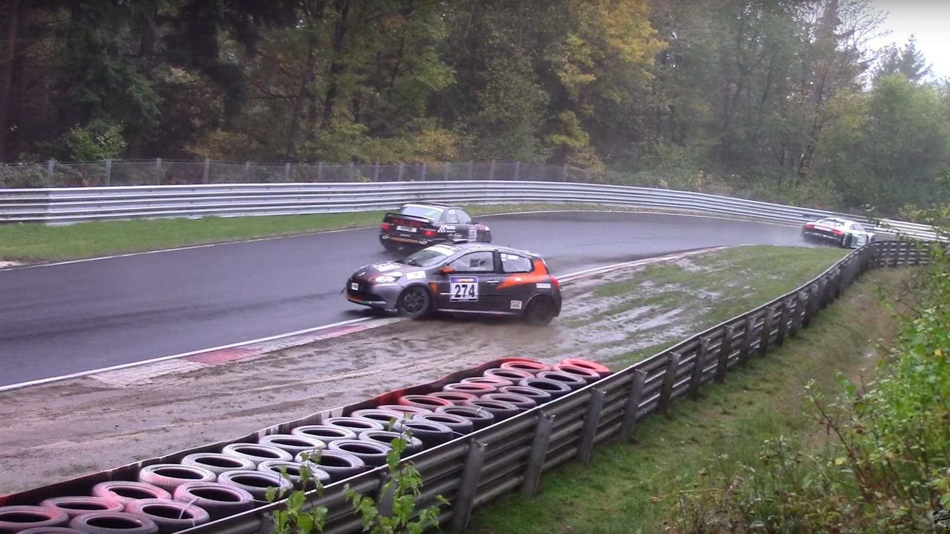 Watch a Bunch of Race Cars Crash in a Muddy Mess at the Nürburgring