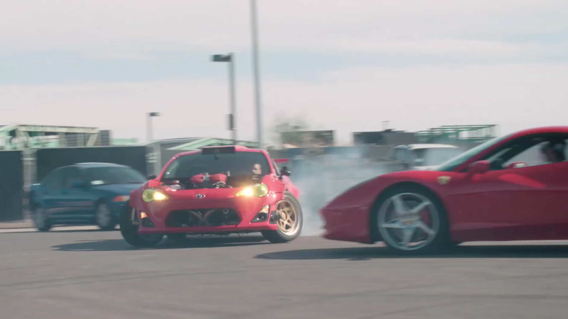Watch Ryan Tuerck’s Ferrari-Engined Toyota GT86 Drift Circles Around an Actual Ferrari