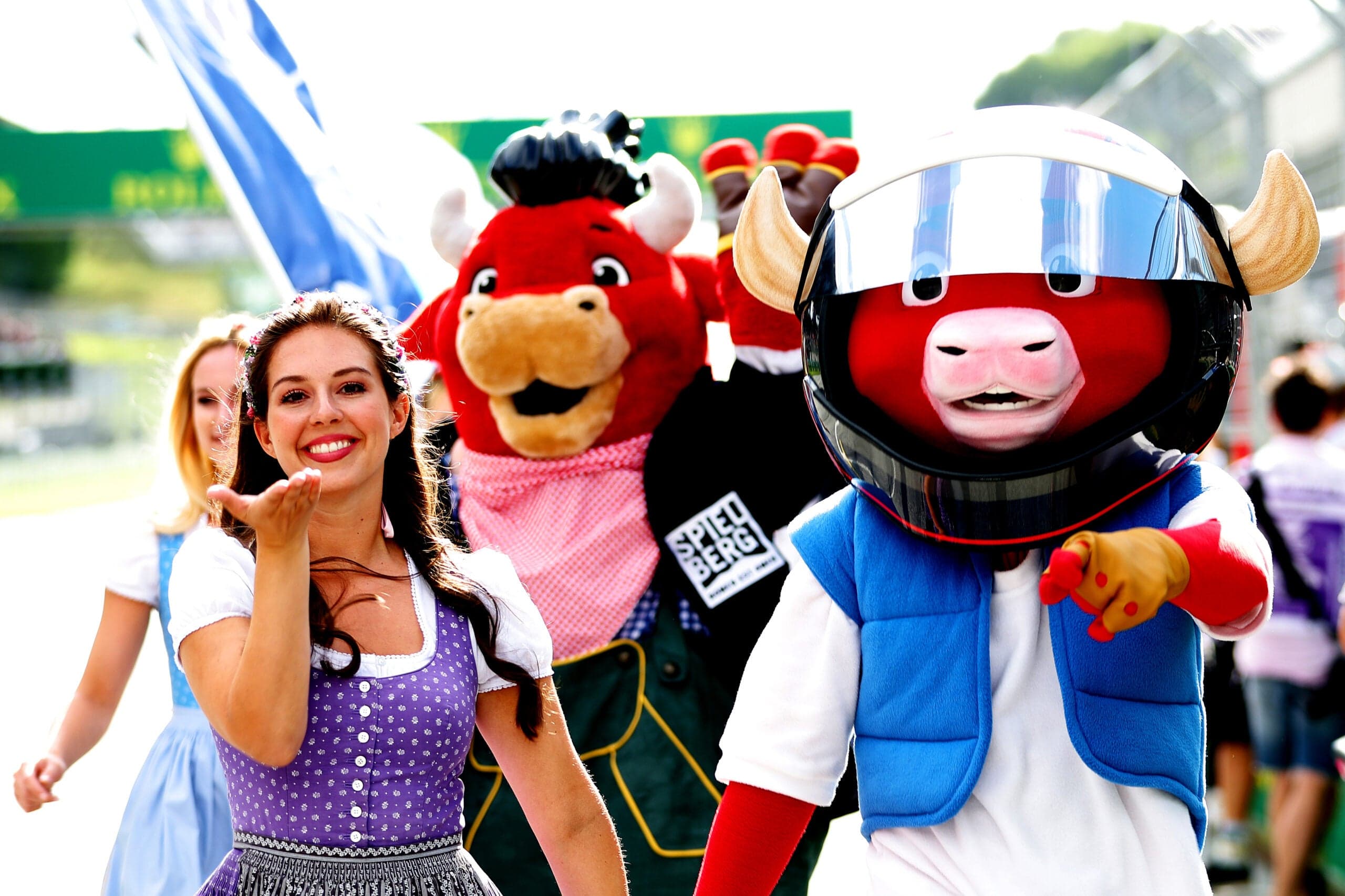 Models and mascots ahead of the Austrian Grand Prix
