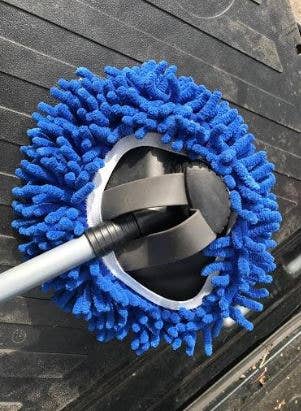 The backside of a car wash mitt