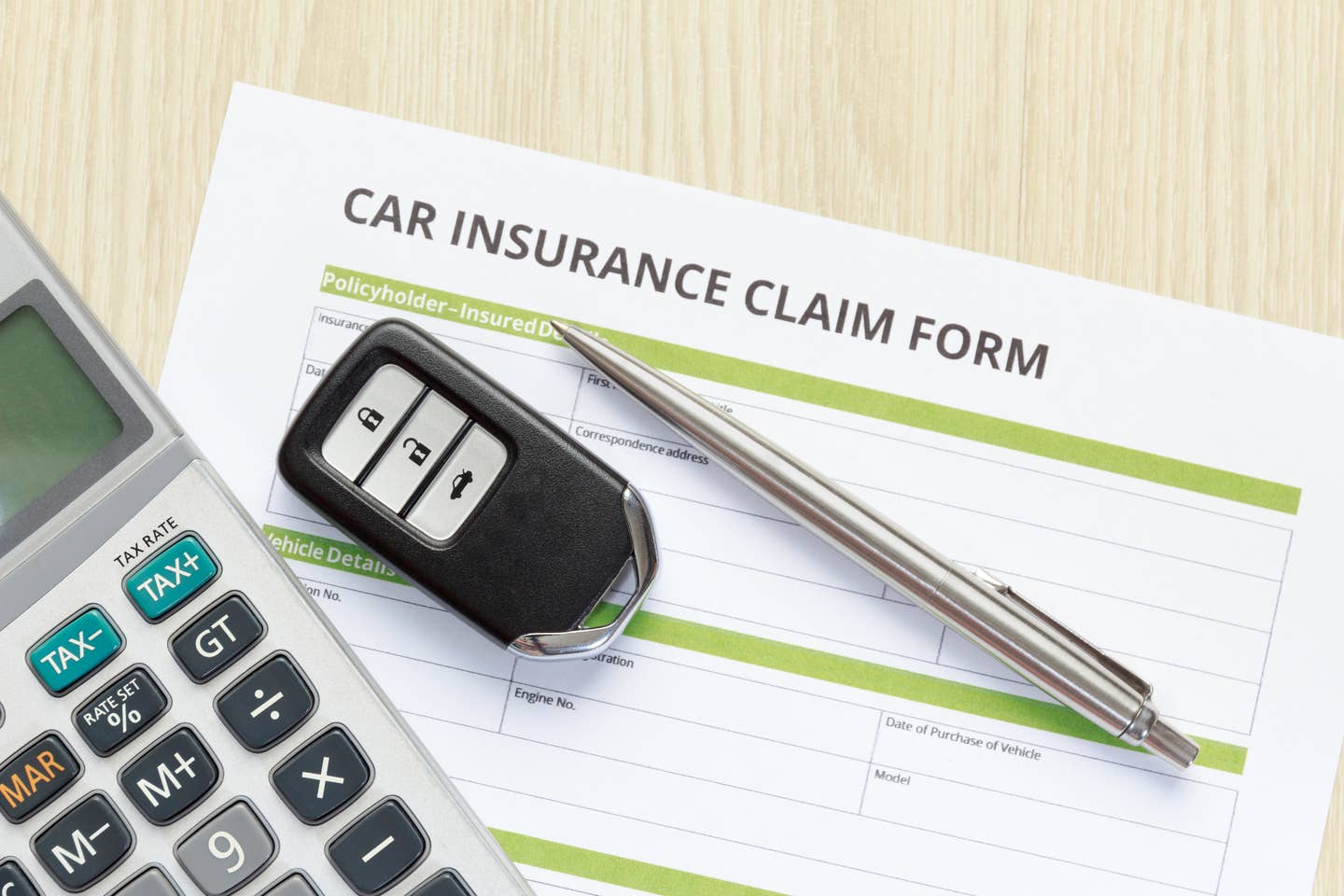 A car insurance claims form