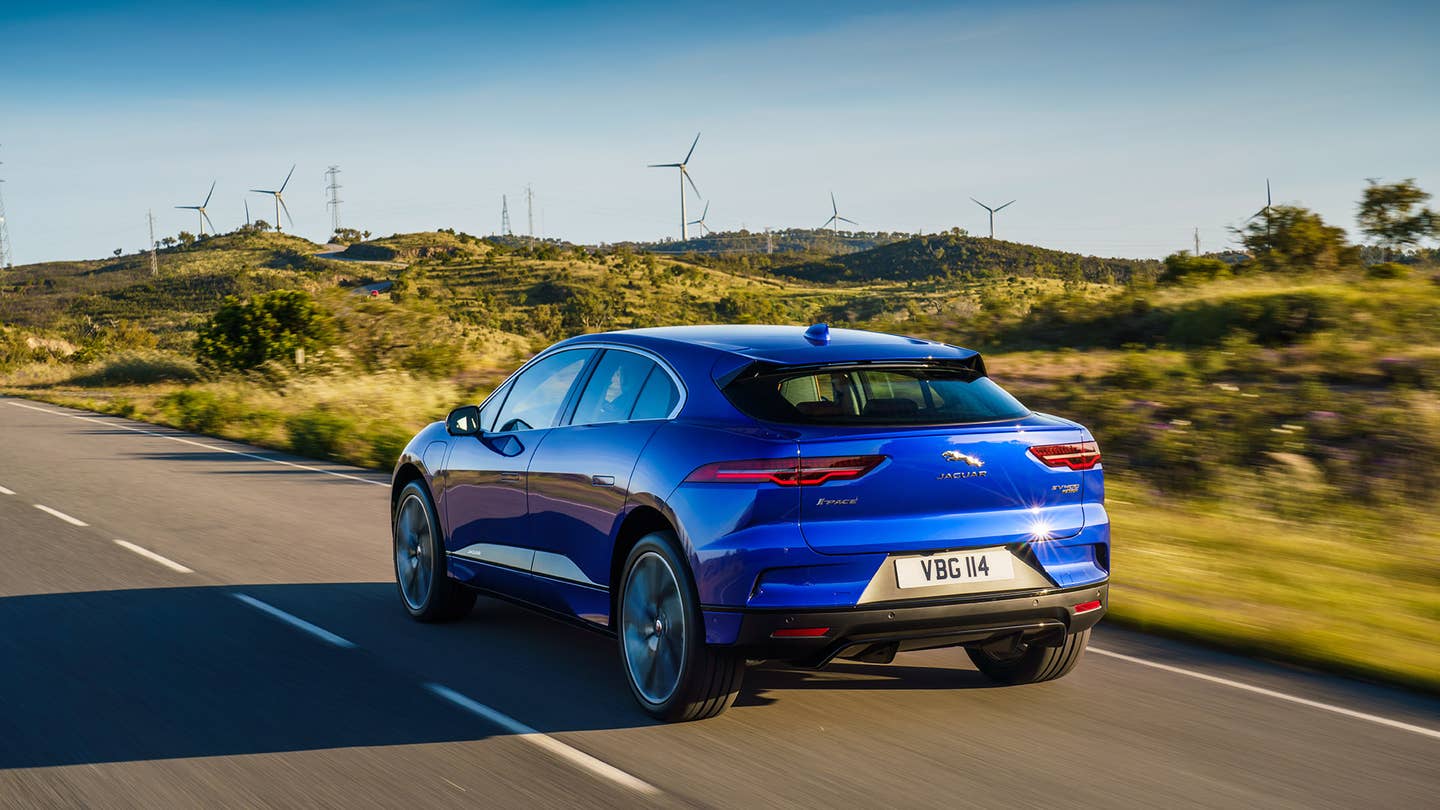 The electric Jaguar I-Pace is available with all-wheel drive and more than 230 miles of range.