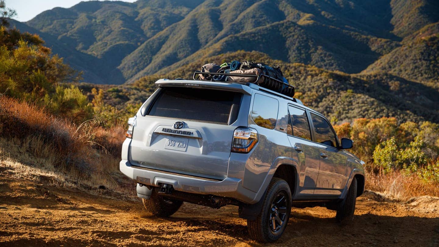 A 2020 Toyota 4Runner overlanding in the mountains.