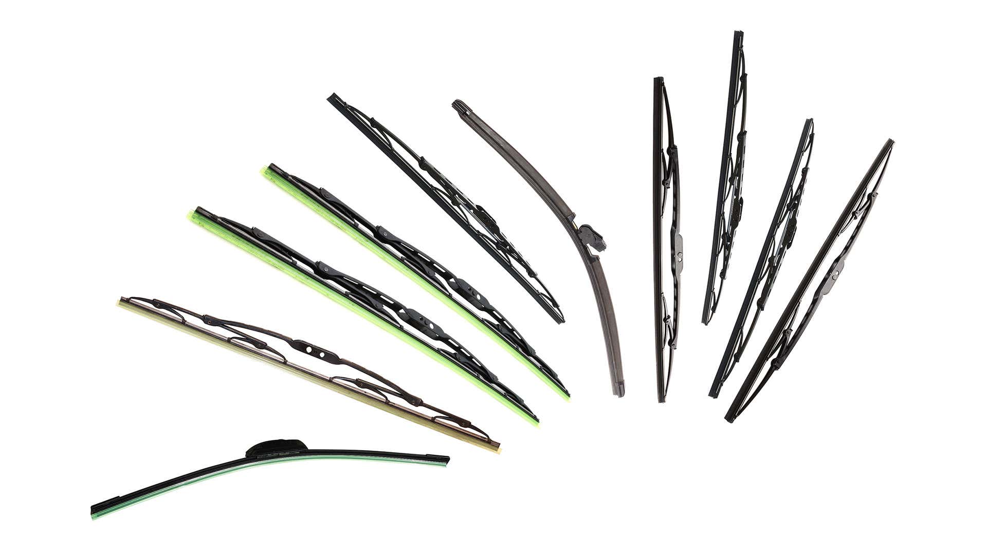 Wiper blade types include conventional, beam, and hybrid.