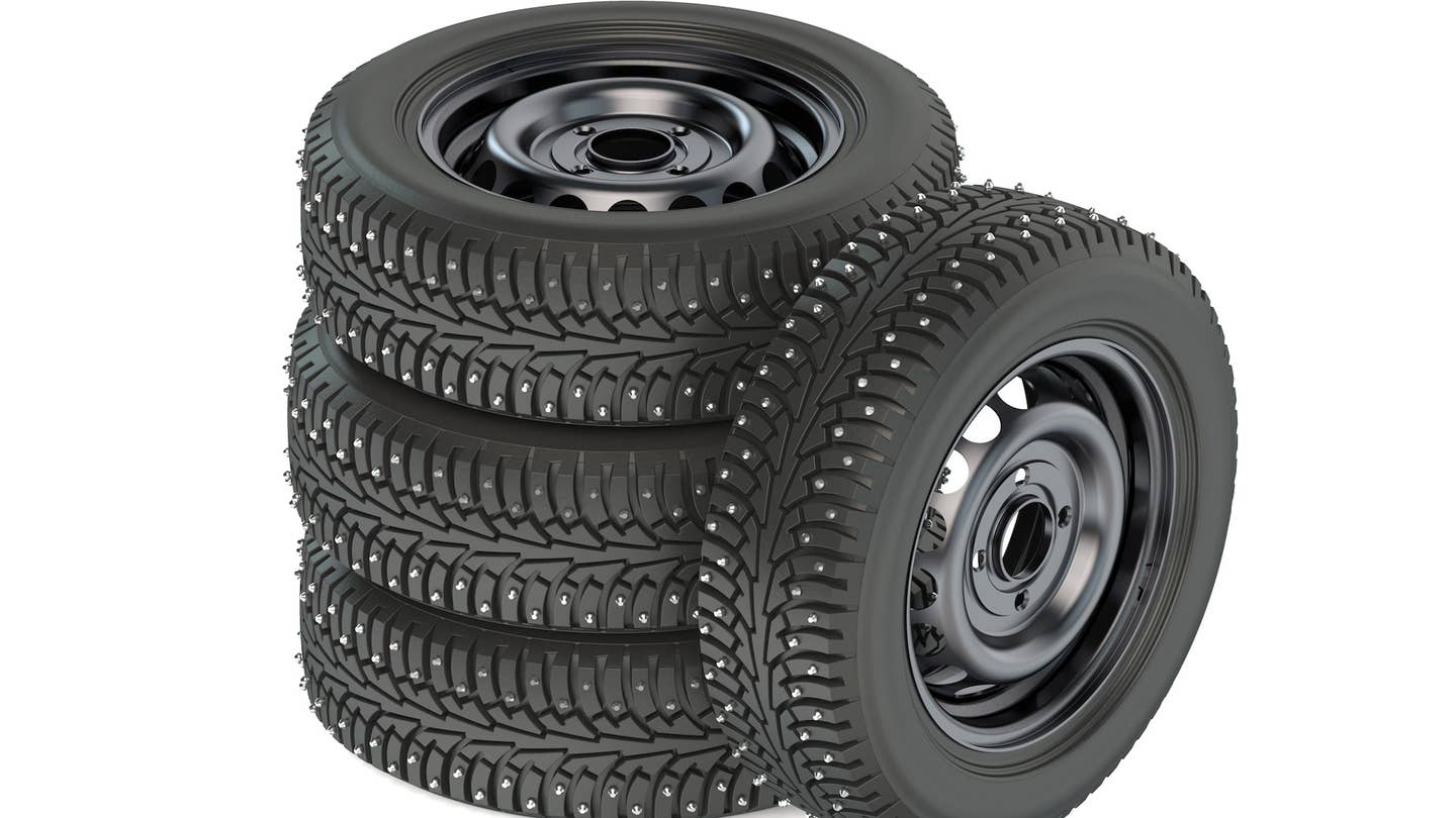 Studded winter tires provide the ultimate grip in poor weather.
